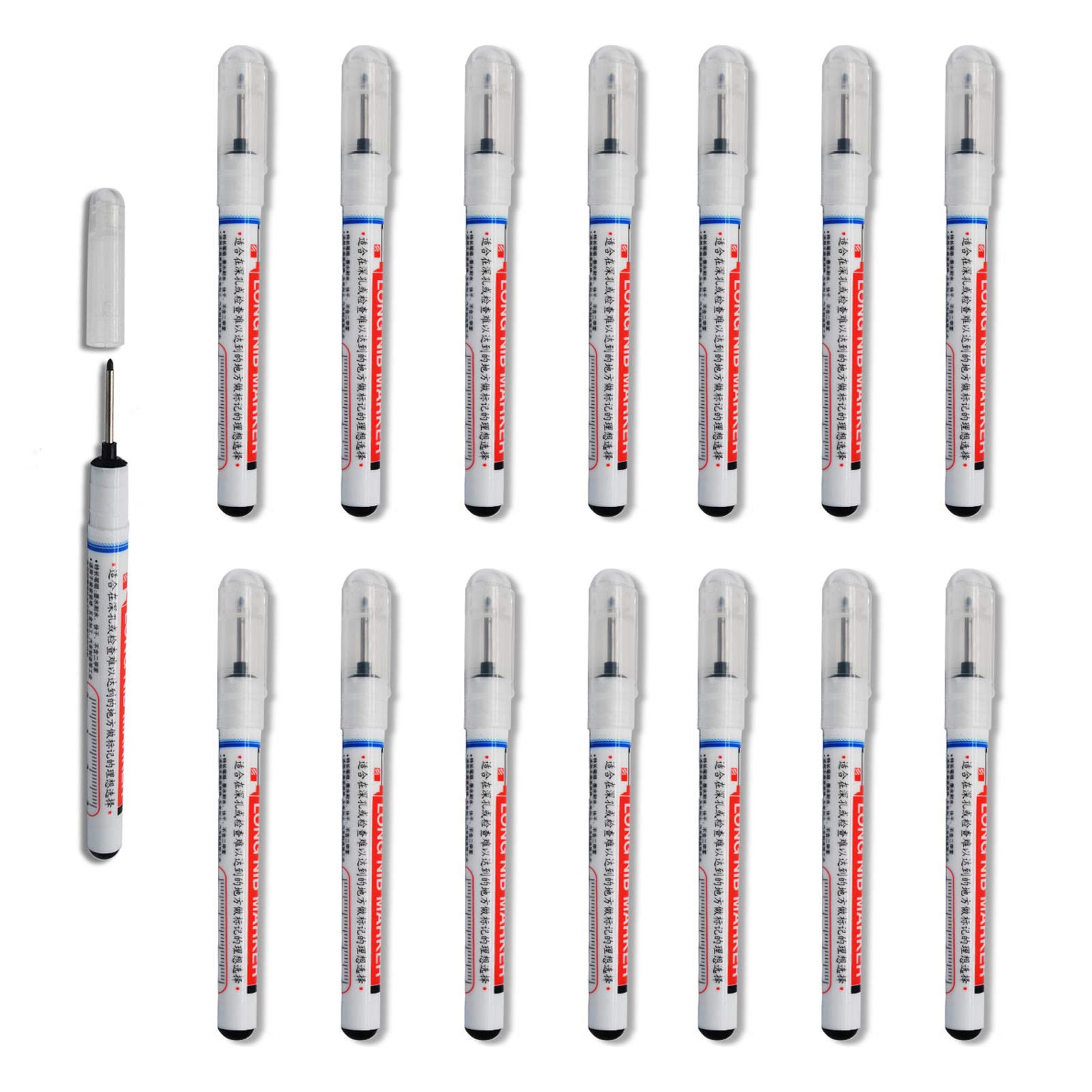 Lot de 15 marqueurs permanents pour marqueur à pointe extra longue de 0,7 à 1 mm, noir
