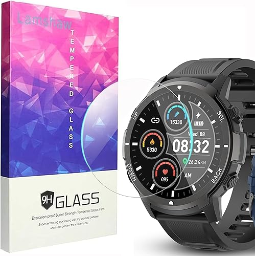 Protector de pantalla compatible con Basznrty Smart Watch, 3 unidades Película protectora de pantalla de vidrio templado 9H compatible con Basznrty
