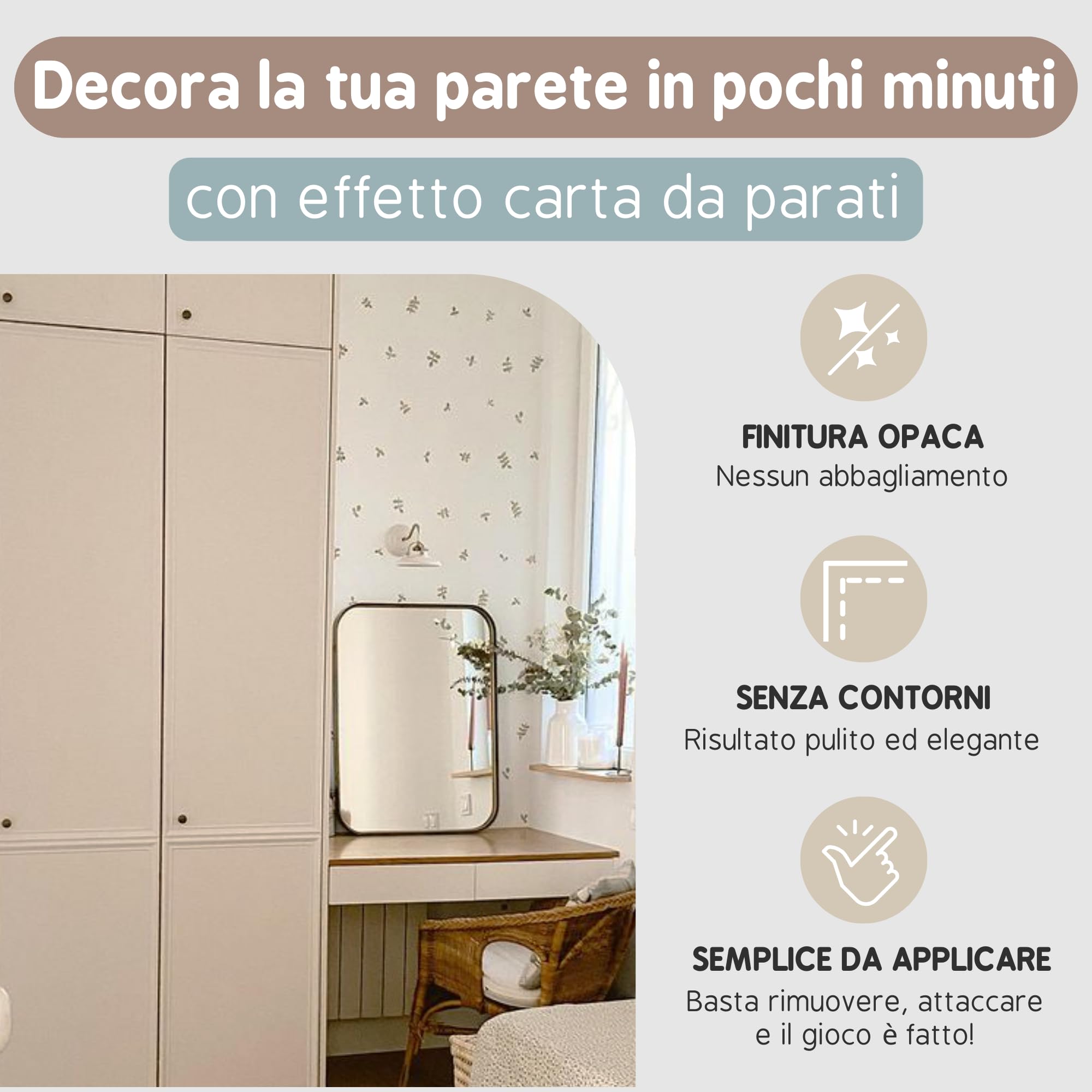 Adesivi Murali Bambini | Adesivi Cameretta Bambino Bimba Foglie Acquerello | Effetto Carta da Parati Adesiva | Copre 6 m² | 160 pezzi | TRESXICS (Verde)