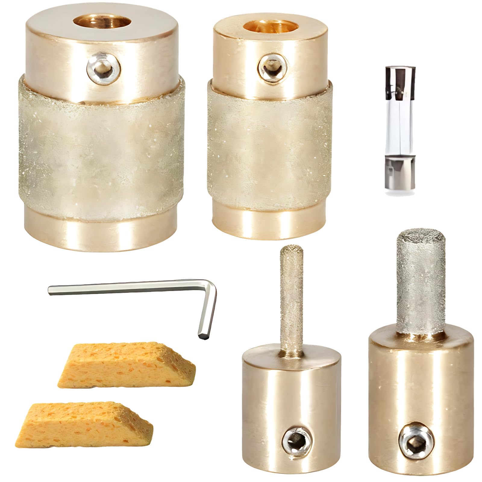4 embouts meuleurs diamant avec noyau en laiton, tailles 3/4, 1, 1/4 et 1/8 in, pour le meulage et le polissage des bords du verre, métal électrodéposé pour vitrail