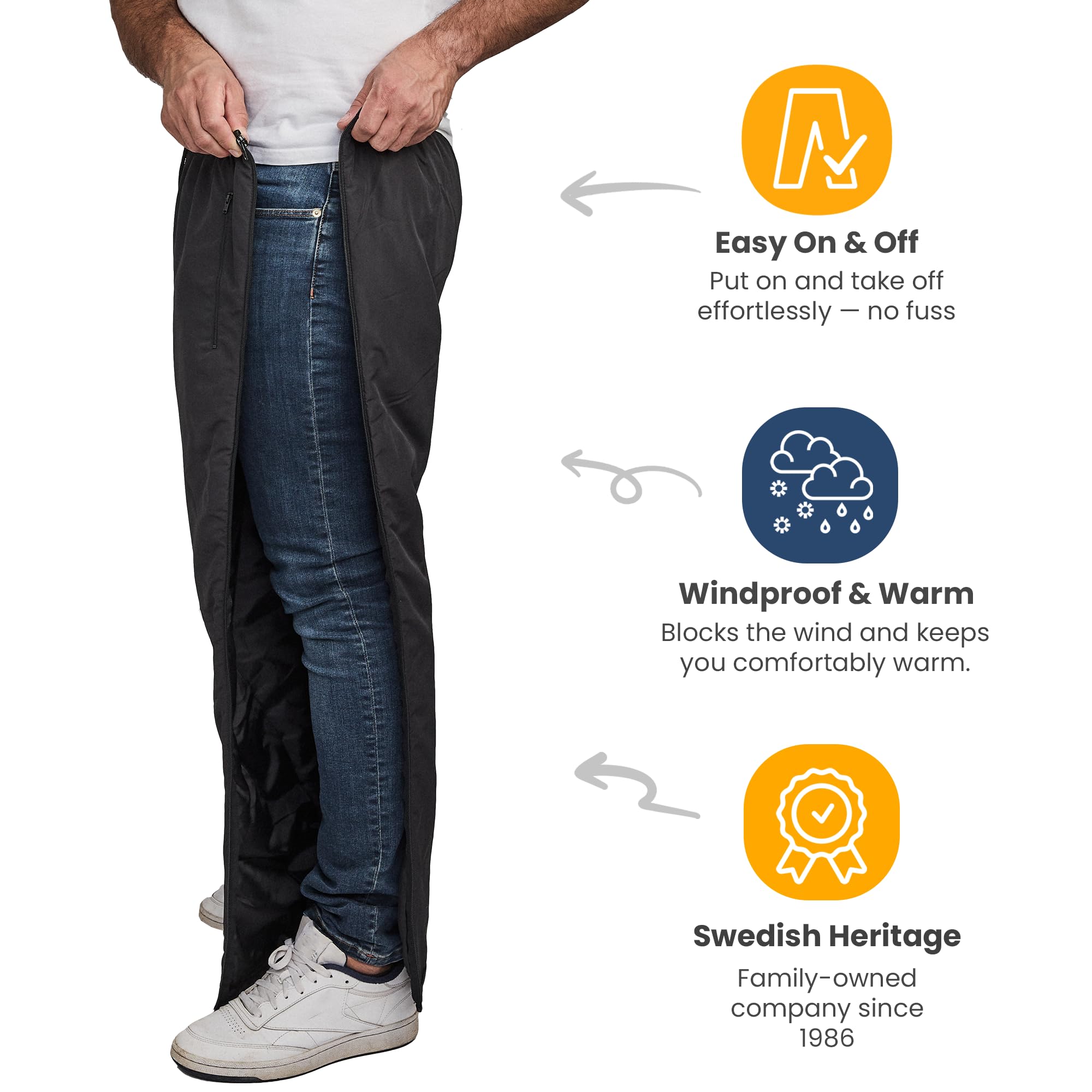 Dobsom – Pantalones de rehabilitación para hombre y mujer con forro I – Pantalones de deporte de invierno con cremallera completa I Pantalones de deporte de invierno para exterior, Mujer, Negro , 5XL