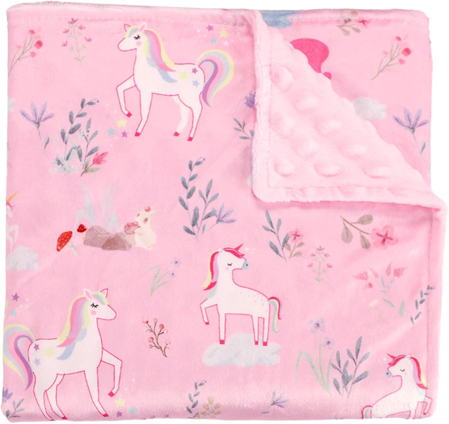SWESEN Baby Blanket for Boys Girls, Super Soft Double Layer Mink Blankets with Dotted Backing, Unicorn Toddler Newborn Nursery Bed Blanket, Multicolor Printed Blanket, 30 X 40 Inches