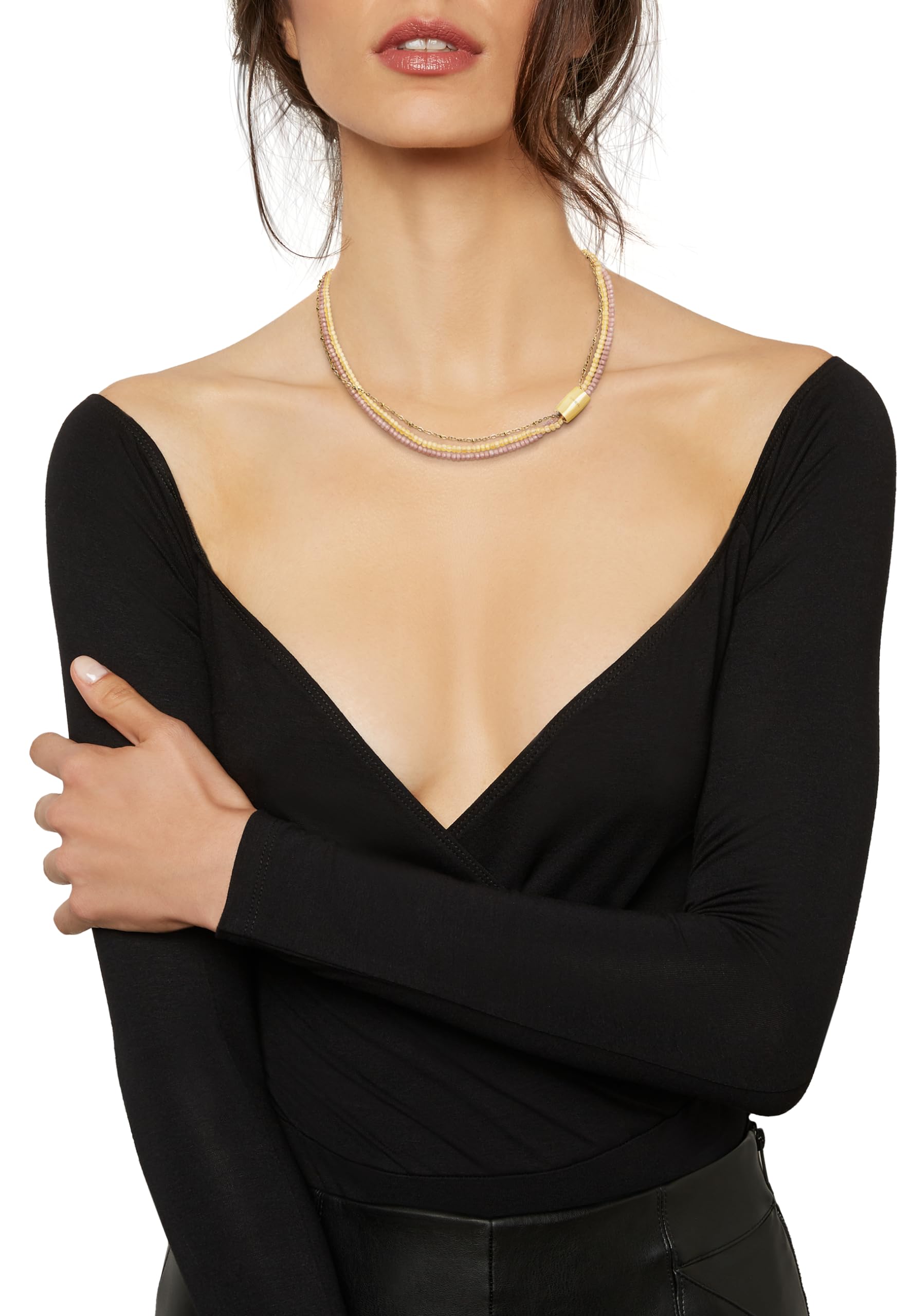 Breil, Collezione Magnetica System, Girocollo Donna in Acciaio Lucido Effetto Specchio e Pietre Naturali, Pratica Chiusura con Magnete, Idea Regalo Donna