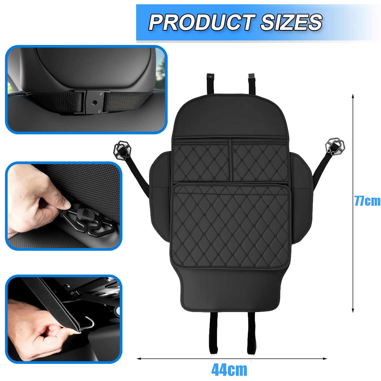 Paquete de 2 protectores negros para respaldo de asiento con