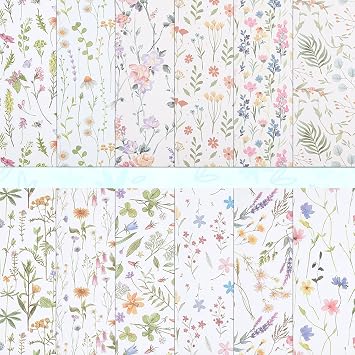 PLIGREAT 24 Sheets Spring Floral Scrapbook Paper, 12" Watercolor Flower Specialty Paper Double Sided Decorative Papers for DIY Card Making Origami Photo Album Journal Decor DIY Background, 12 Styles