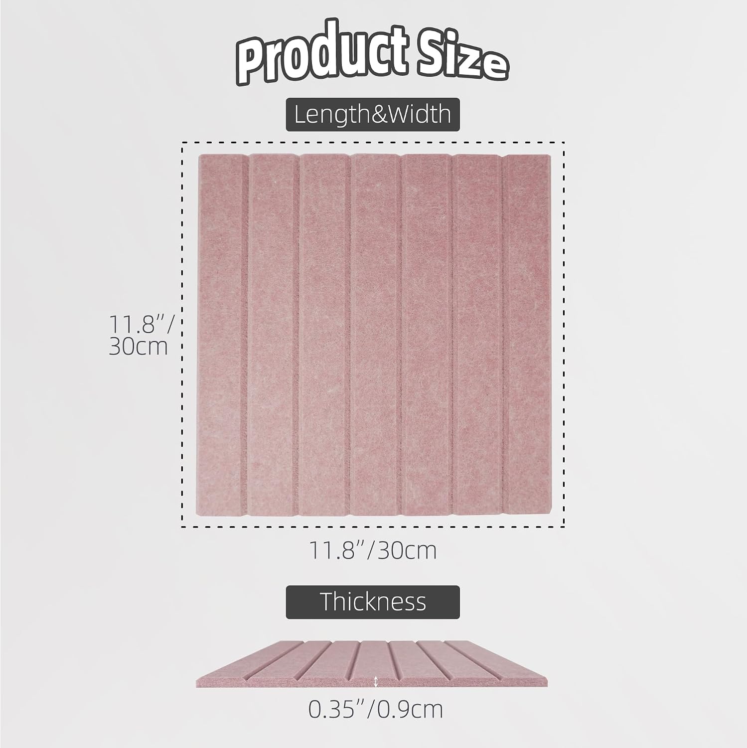 Cork Board Alternative-Felt Slat Wall Paneling,Office Bulletin Board for Decoration, Suitable for Displaying Photos and Documents, with Removable Adhesive Labels,12-Pack (Pink)