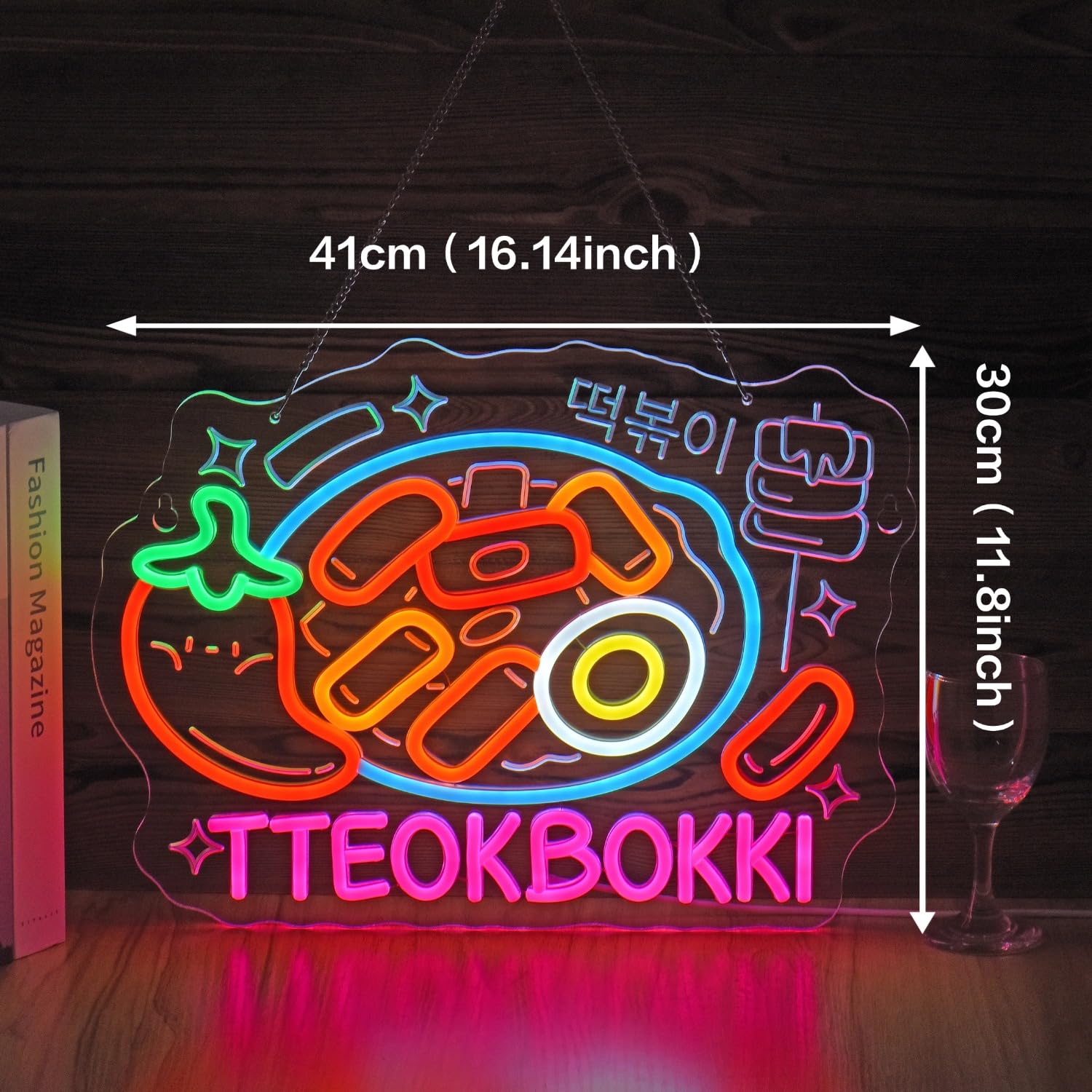 CNBEYOUNG Panneau néon coréen Tteokbokkki, décoration murale LED pour