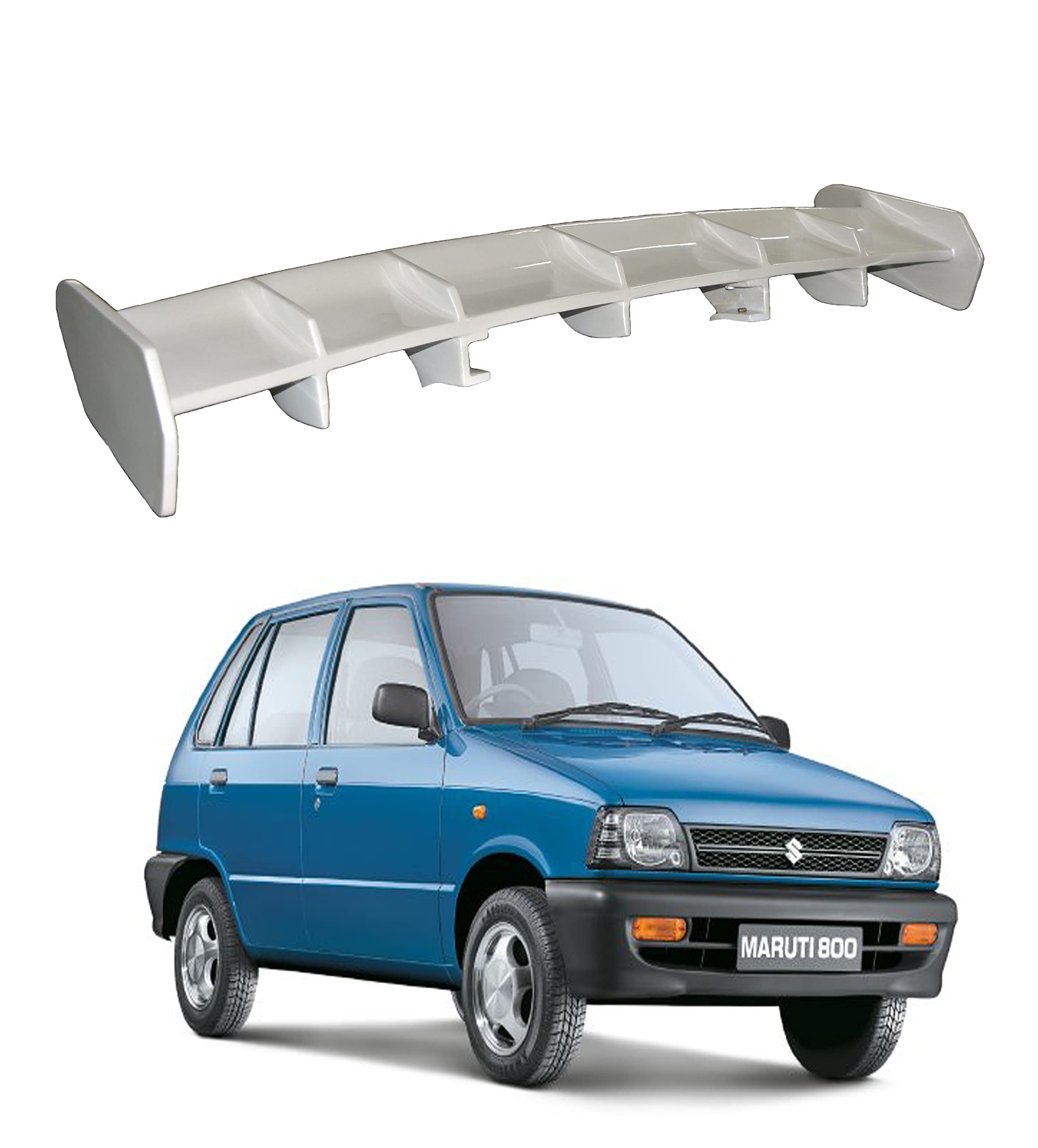 Back2Tracks - B2T AUTOMOTIVE® Car Spoiler Compatible with Maruthi 800 (Unpainted - Ps Grey color) Car Spoiler with Light Weight Fiber Reinforced Plastic (FRP) Drilling Required.