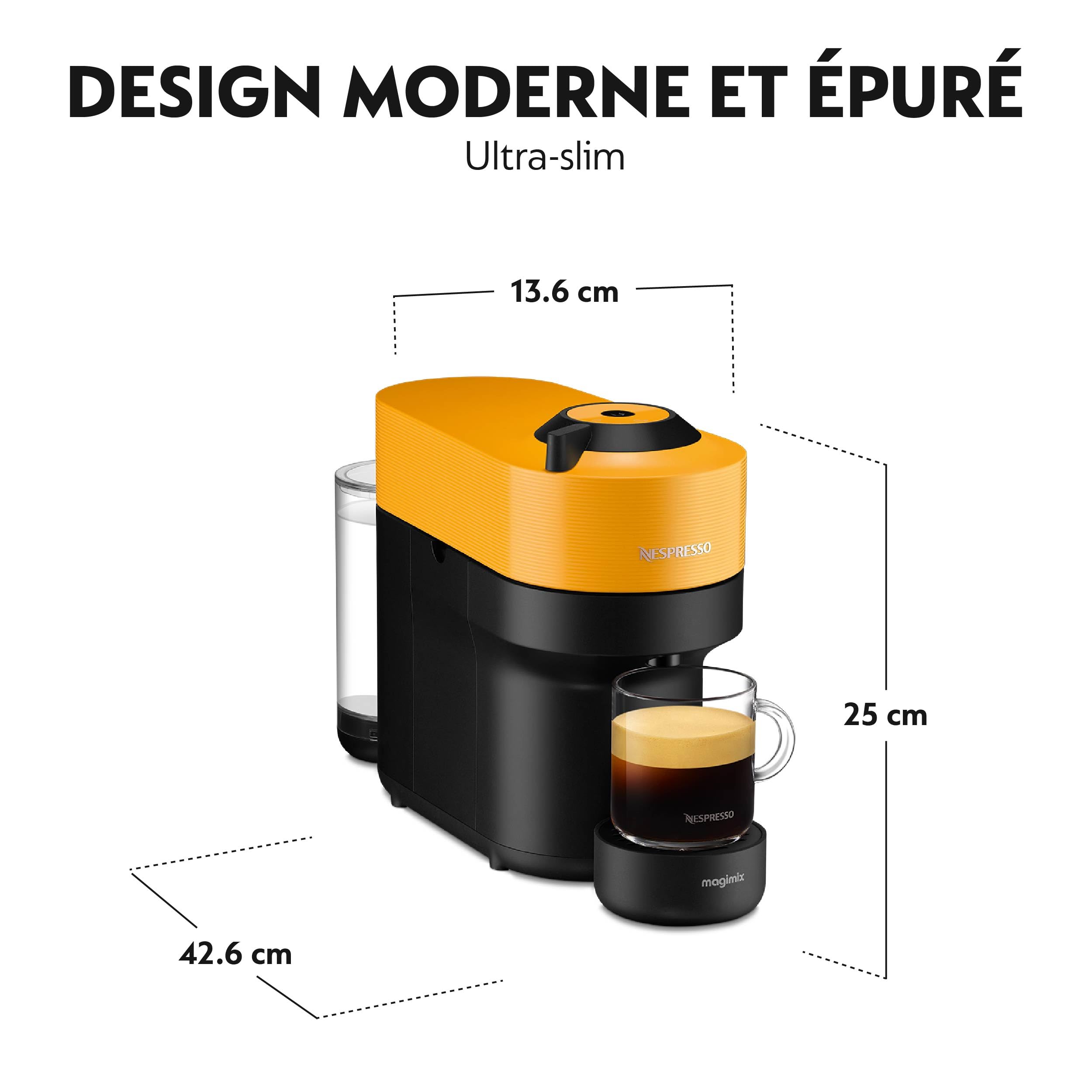 Nespresso Machine à café Vertuo Pop, Jaune Magimix Vertuo - Bundle 50 Capsules