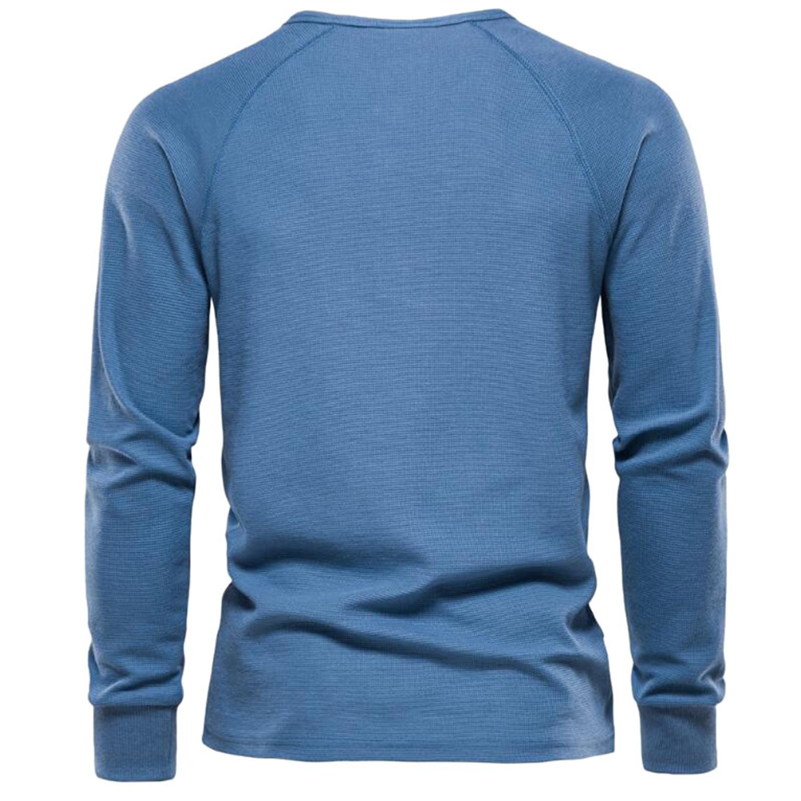 Henley Shirt Herren V Ausschnitt Langarm Tshirts Einfarbig Unterhemd Bequemes Langarmshirt Locker Baumwollshirts Baumwolle Oberteile mit Knopf Leichtes T-Shirts für Party Strand