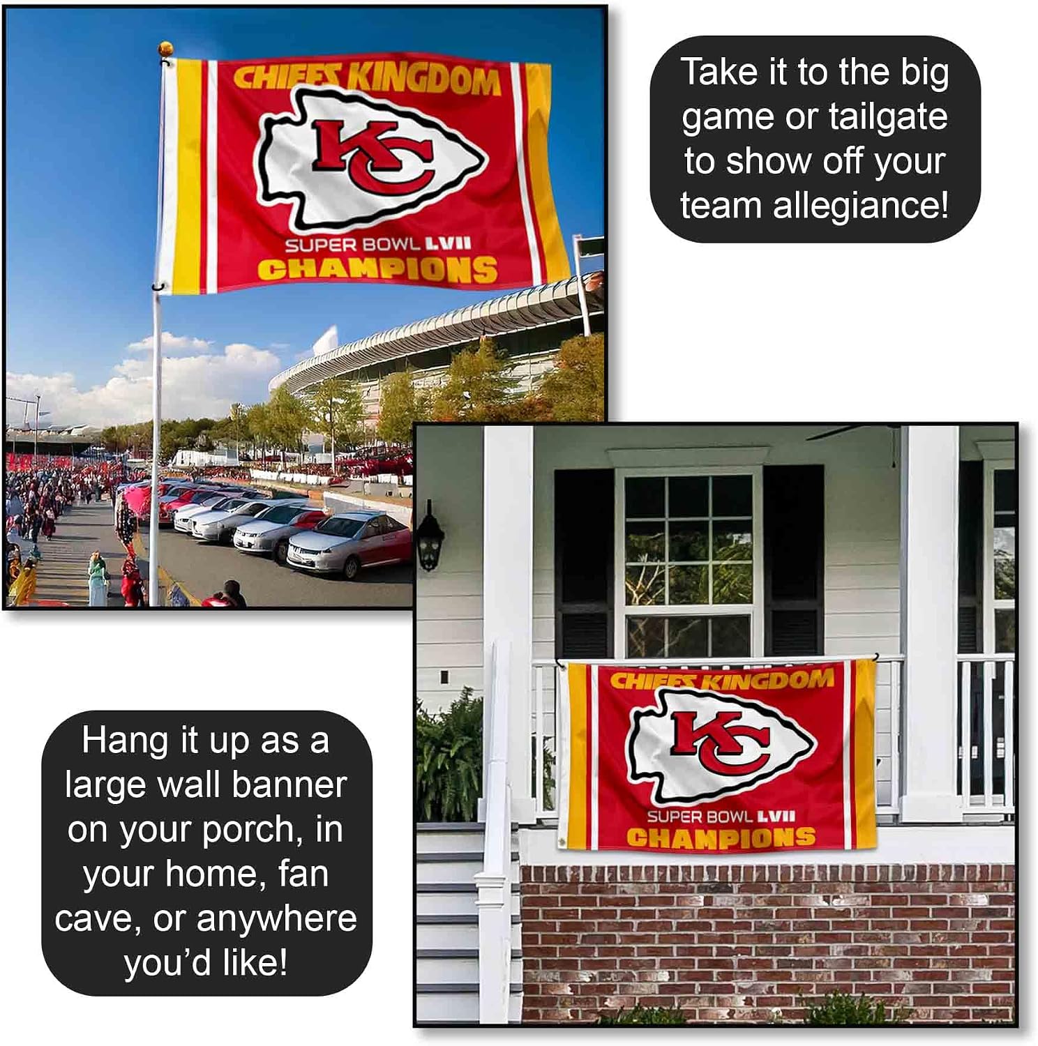 Kansas City Chiefs Super Bowl Champions Chiefs Kingdom Flag Outdoor Indoor 3x5 Foot Banner