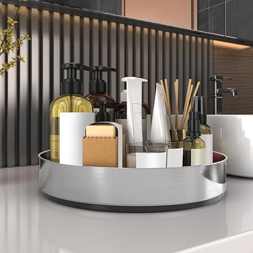 Miniatura 8 de VAEHOLD Lazy Susan Stainless Steel Spice Rack Turntable for Pantry Cabinet - Decorative Trays Storage Containers Organizer for Kitchen Cabinet,