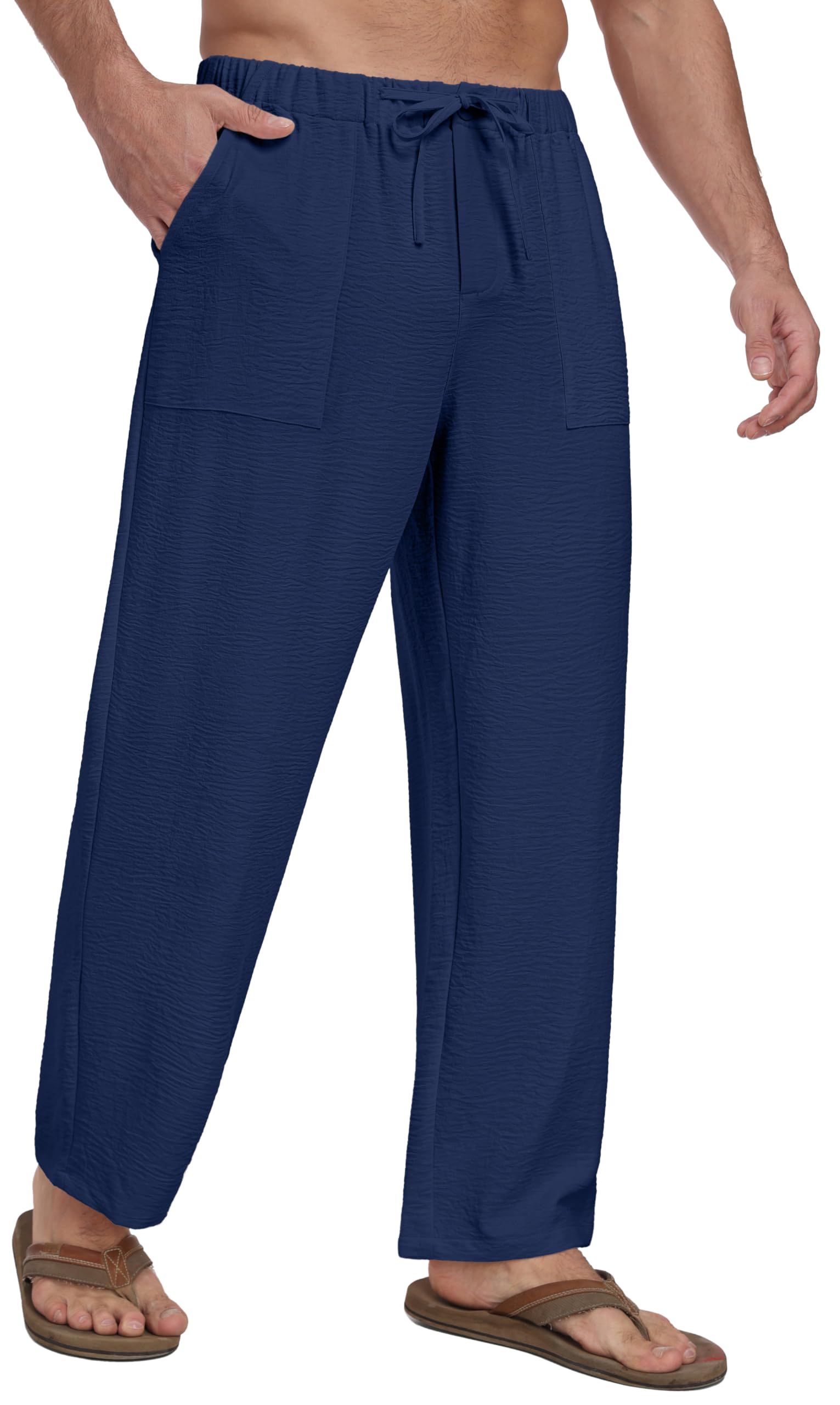 Sailwind Mens Casual Pants Elastic Waist Drawstring Beach Summer Pants Lightweight Trousers Yoga with Pockets