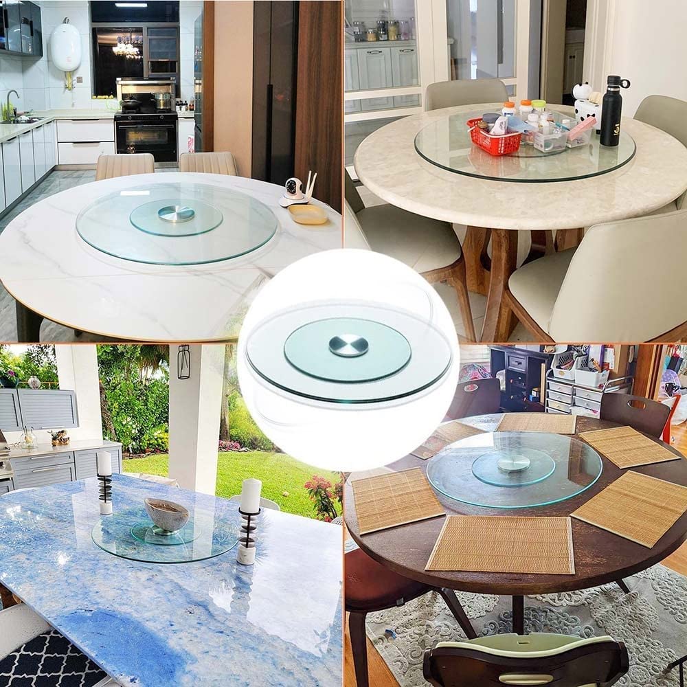 Obrotowa taca obrotowa Lazy Susan ze szkła hartowanego, 20-calowy stół jadalny, przezroczysta, okrągła, obrotowa, kuchenna, do serwowania na stole (rozmiar: 70 cm/28 cali) (80 cm/32 cale)
