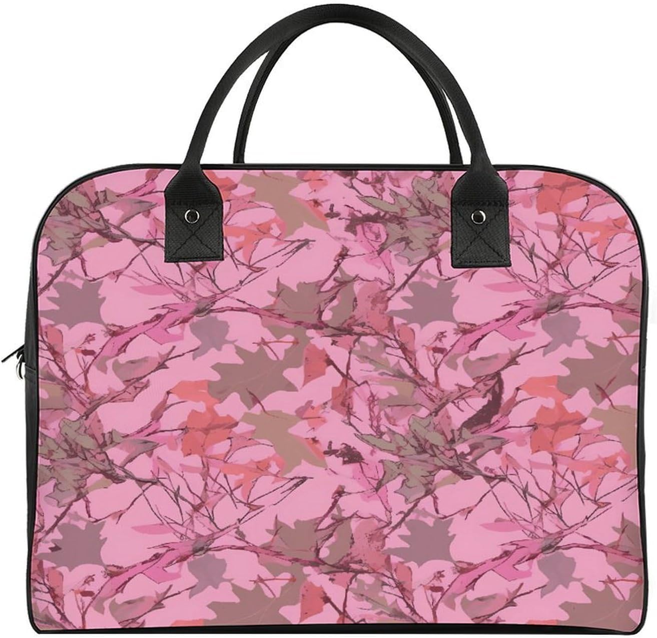 Pink Leaves Camo Laptop Bag with Shoulder Strap image 3