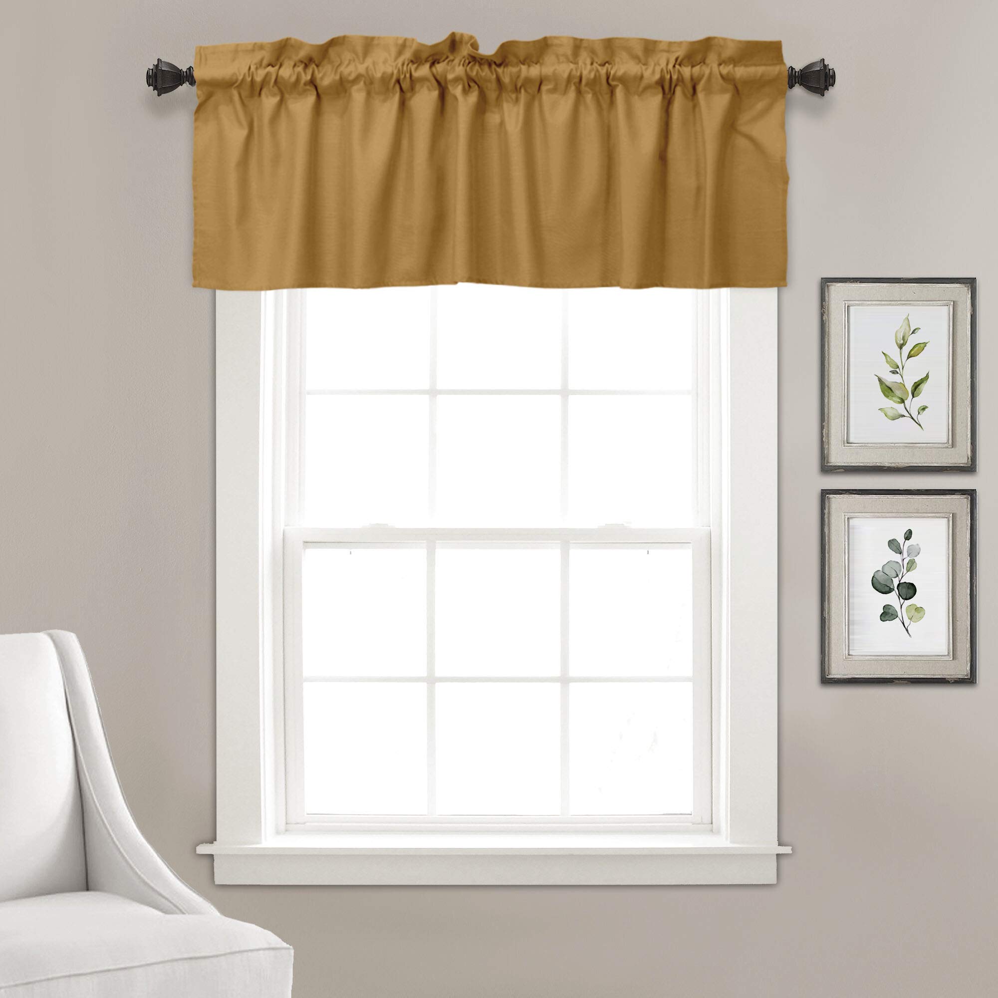 Vargottam Solid Cotton Valances Rod Pocket Valances For Windows Curtain Toppers One Panel,56x18 Inches, Goldenrod