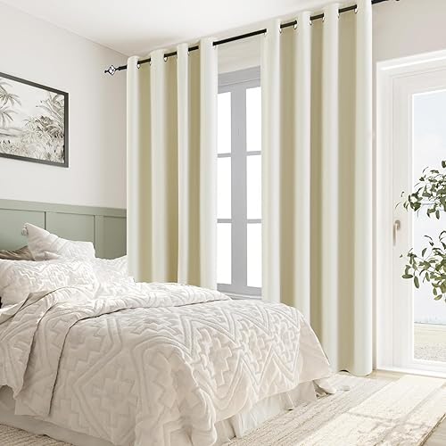 Miniatura 7 de Cortinas opacas 100% de lino beige para dormitorio, cortinas opacas para sala de estar, cortinas de oscurecimiento de habitación de doble capa de 84