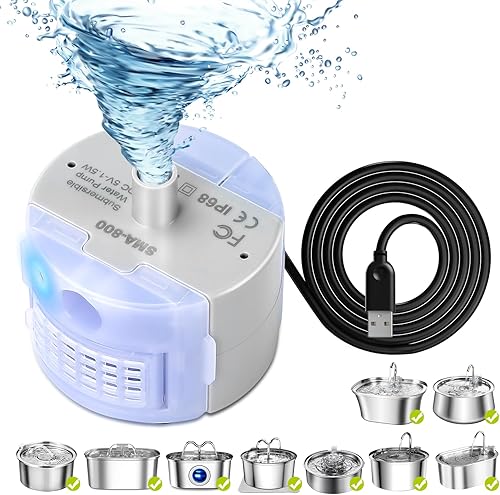 Bomba de fuente de agua para gatos, bomba de repuesto DR-DC para dispensador de agua de mascotas de acero inoxidable, bomba de fuente ultra