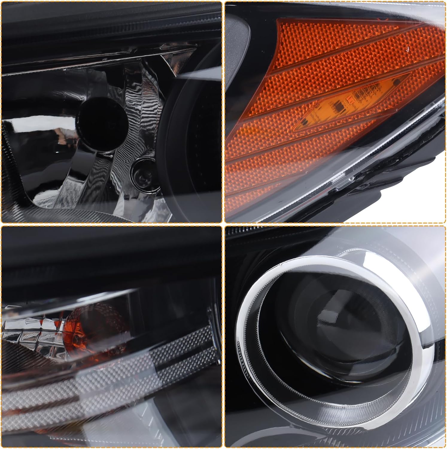 FEIDKS 4pc Halogen Headlights Head Lamps Assembly Mounting Brackets Compatible with 2017 2018 Hyundai Elantra Driver and Passenger Side, Replace# 92101F3000 92102F3000 86553F2000 86553F3000