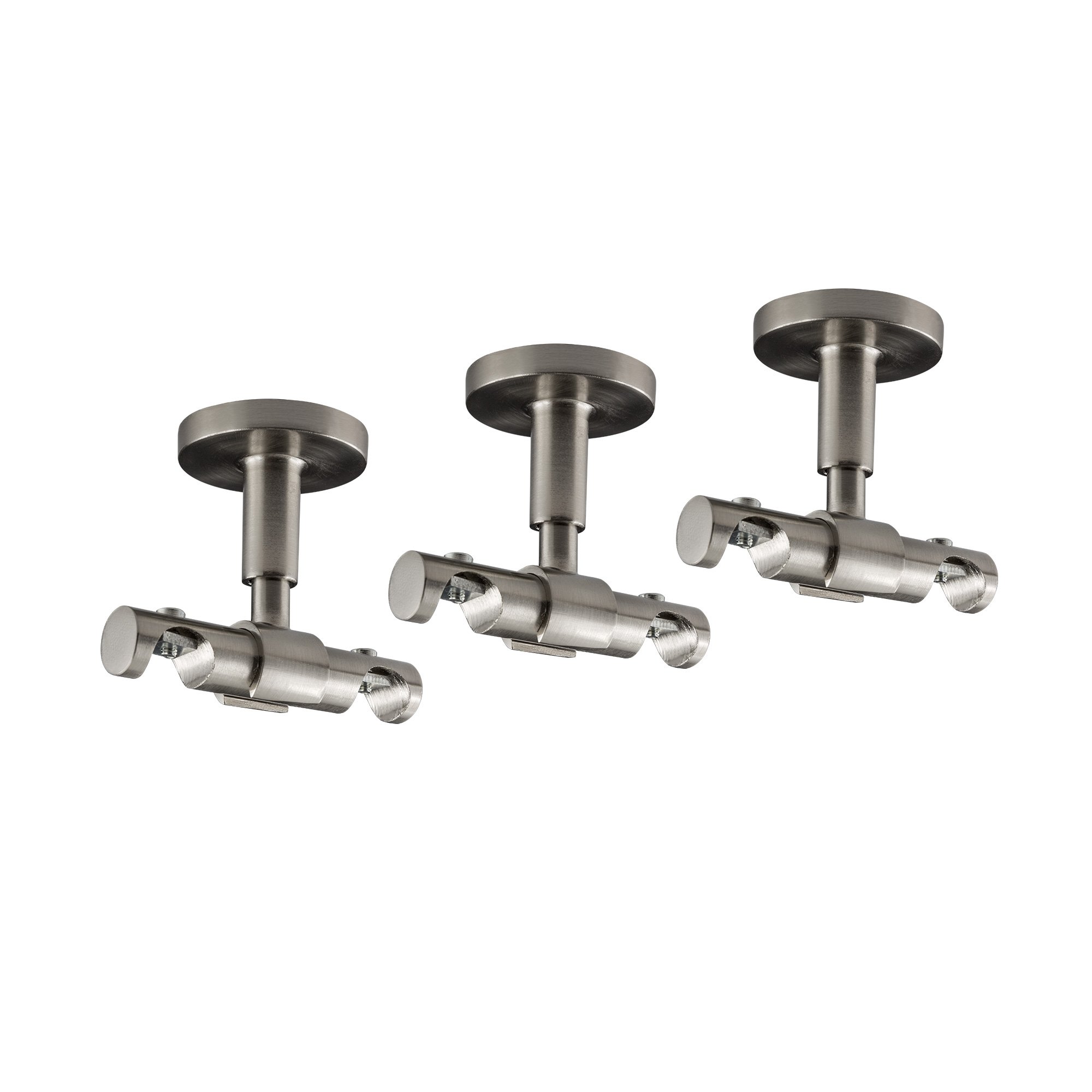 Victoria M. Gardinenstangen-Halterung Decke Deckenhalter Vorhangstange, 2-läufig, Silber, Ø 16 mm, 3er Pack