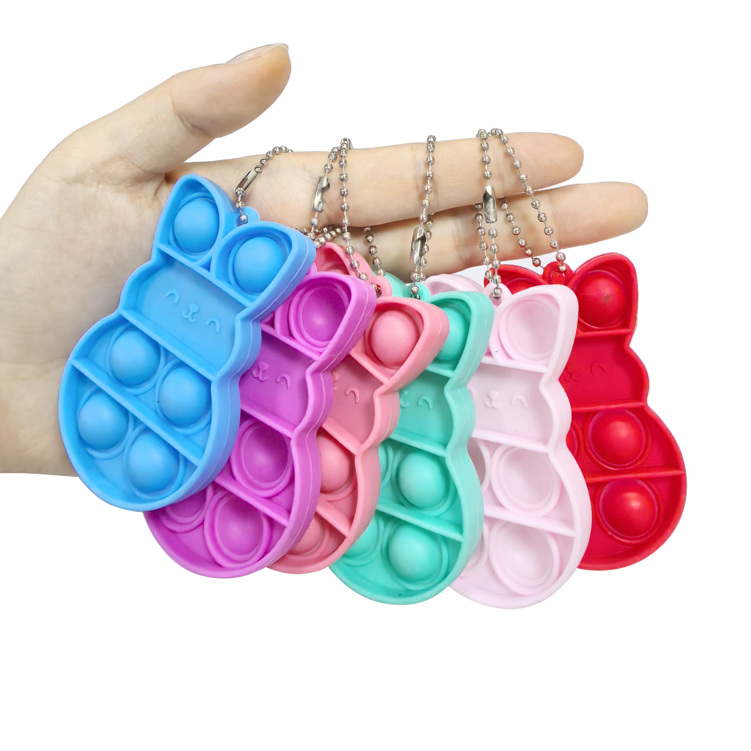 24 PCS Prefilled Easter Eggs with Bunny Pop Bubble Fidget Keychains Toy Inside for Kids Boys Girls Easter Basket Stuffers Party Favors Easter Egg Fillers Hunt