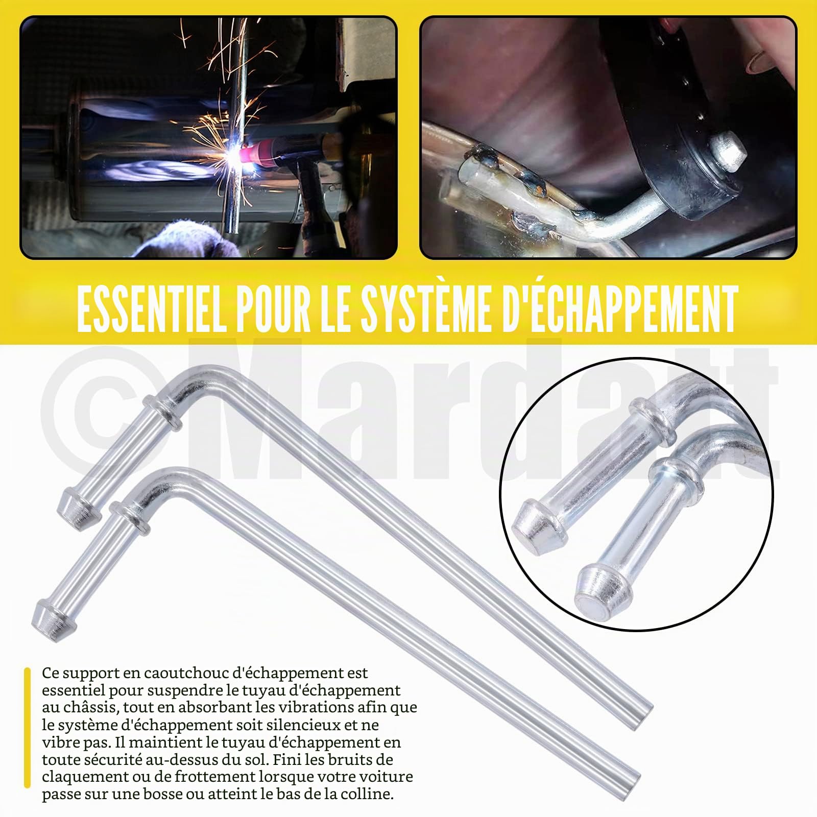 Lot de 6 cintres d'échappement en caoutchouc avec tige de suspension d'échappement à 90 degrés, support de silencieux isolant pour voiture, camion, Jeep