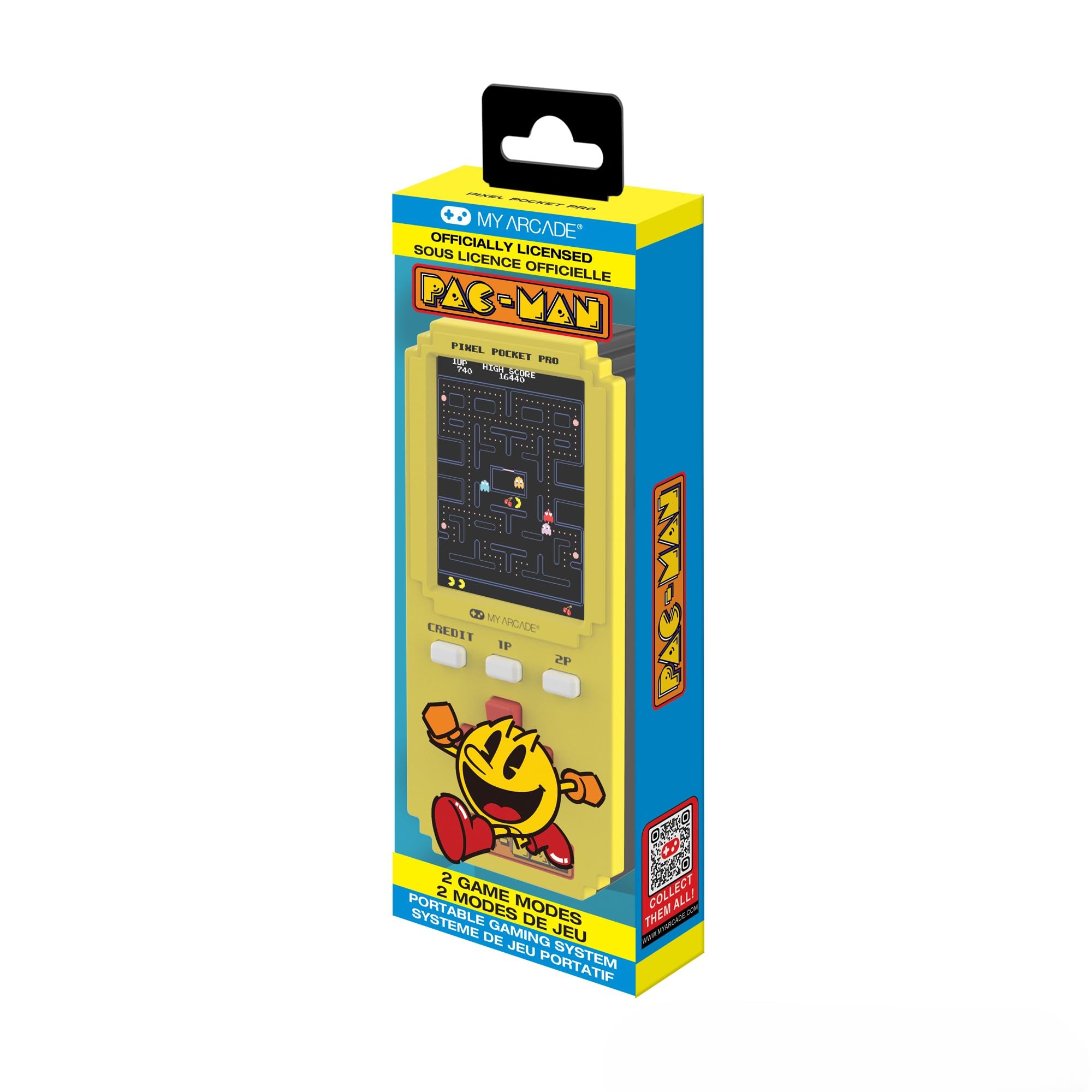 Pac-Man Pixel Player: Officially Licensed Pac-Man Video Game, Portable Keychain Arcade, Games for Kids and Adults, Yellow