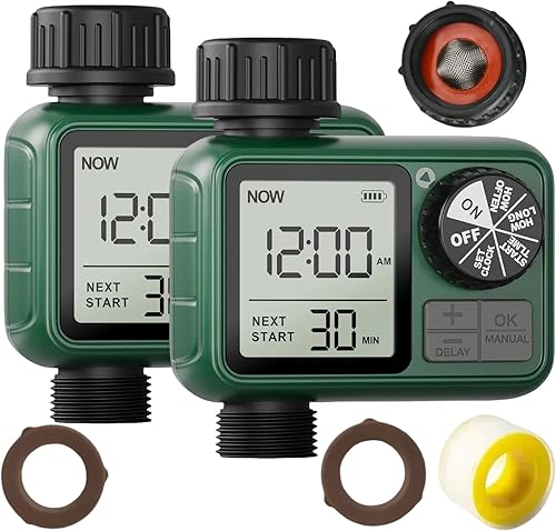 Miniatura 16 de Temporizador de aspersor de 4 zonas con entrada de latón, temporizador de agua programable para manguera de jardín con retardo de lluvia, sistema de