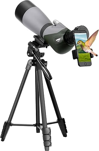 AOMEKIE 20-60x70 Spotting Scope with Adjustable Tripod HD Dual Focus Long Range Spotting Scope for Target Shooting Waterproof Fogproof for Bird