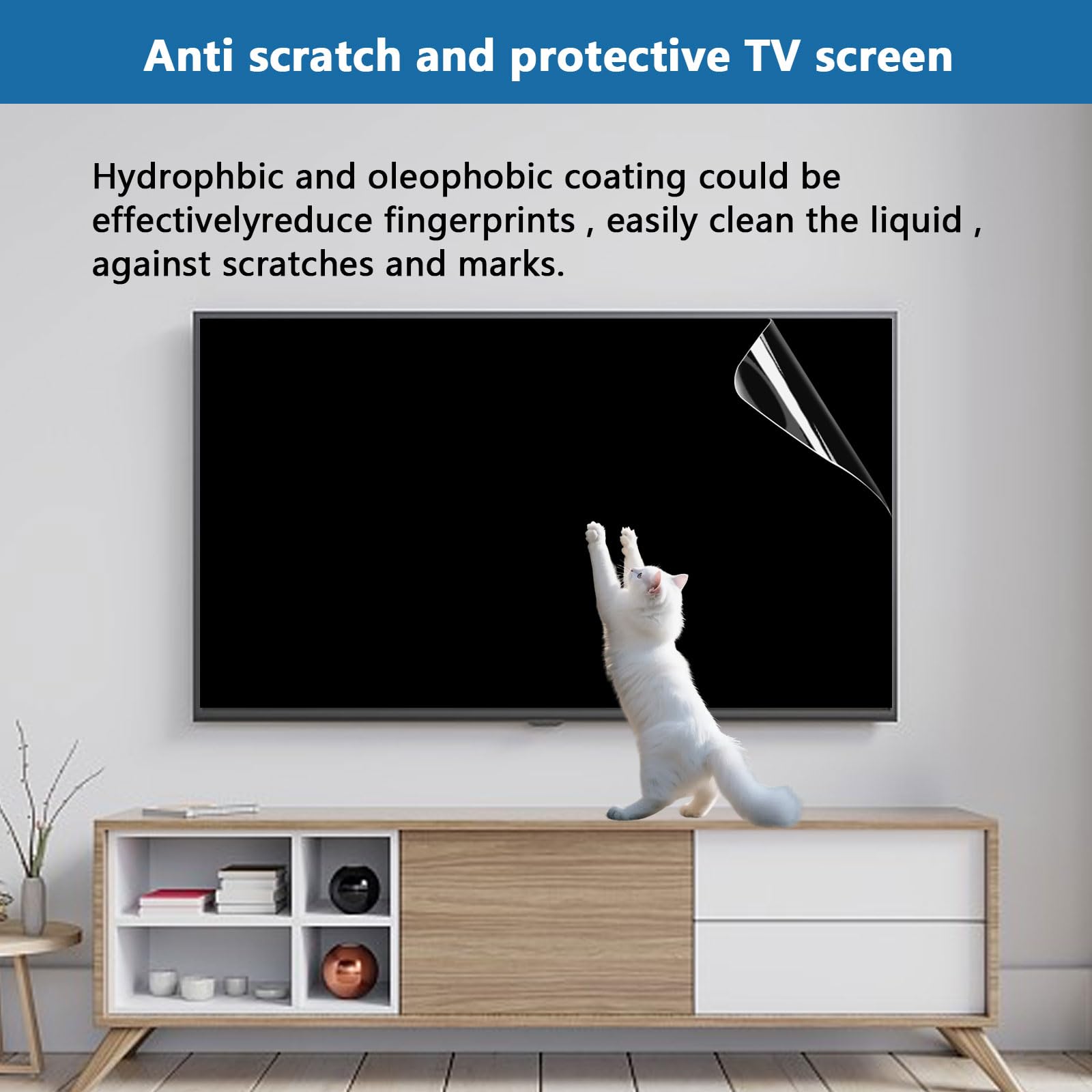 Protector De Pantalla Mate Contra La Luz Azul, Cubierta Antirreflejos para Pantalla Lámina Antirrayaduras Que Bloquea La Luz Azul,60" 1338x756mm