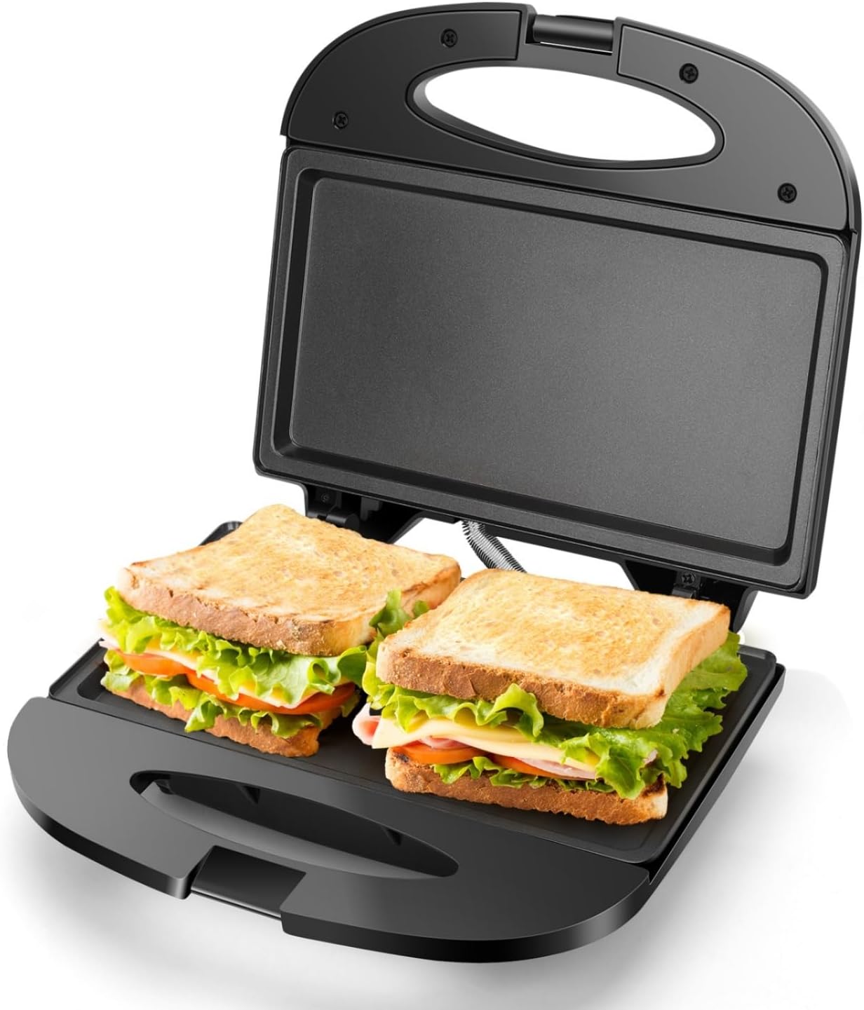Sandwich Maker with Non-stick Deep Grid Surface for Egg, Ham, Steaks Compact Electric Grill Tostadora de Pan Black, ETL Certificated, Roy