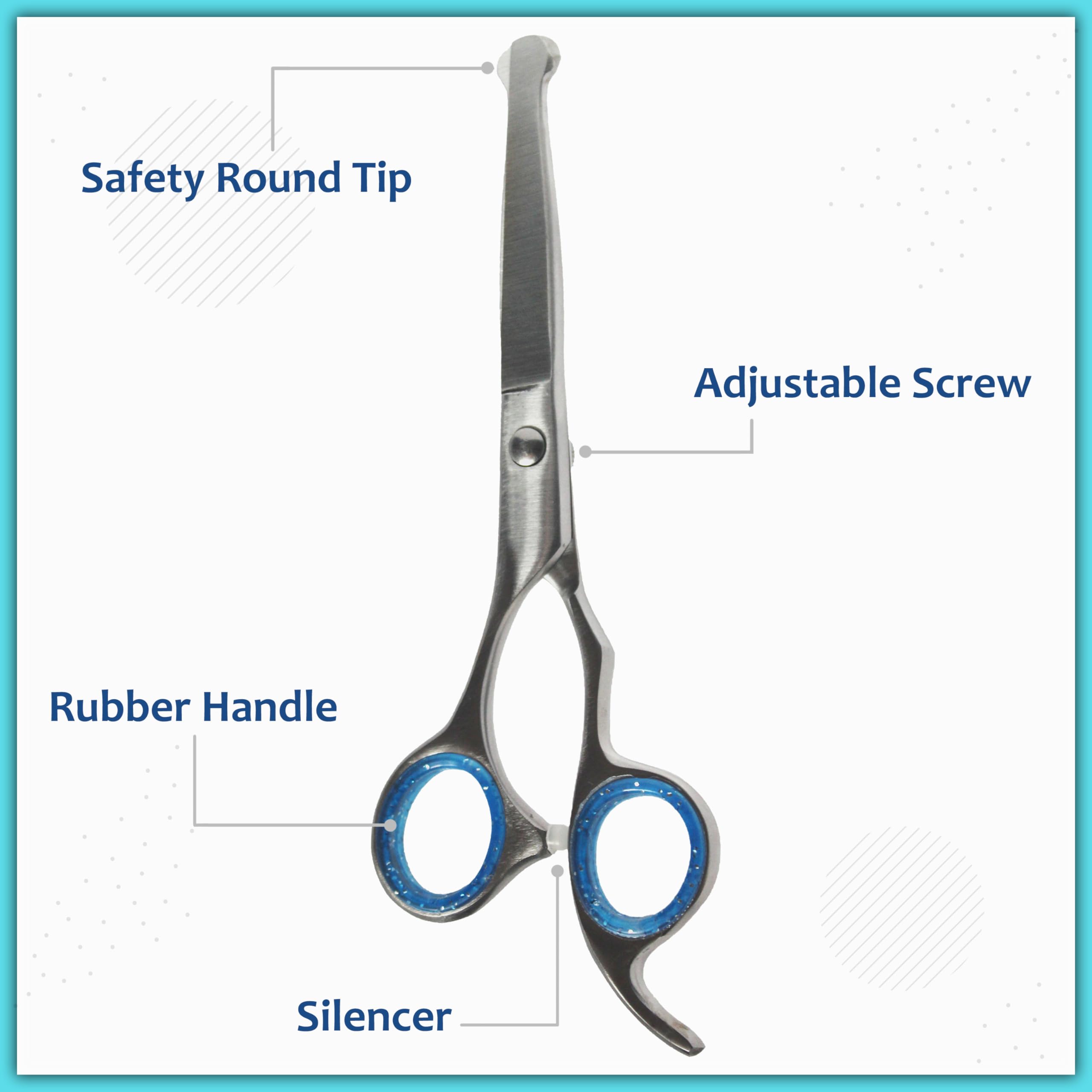 Dog Grooming Scissor Straight 6" Premium Stainless Steel with Curved Safety Round Tip Ergonomic Offset Handle Titanium Coating Shears for Dogs Cats & Pets for Home Grooming Hair Cutting Trimming - Image 4