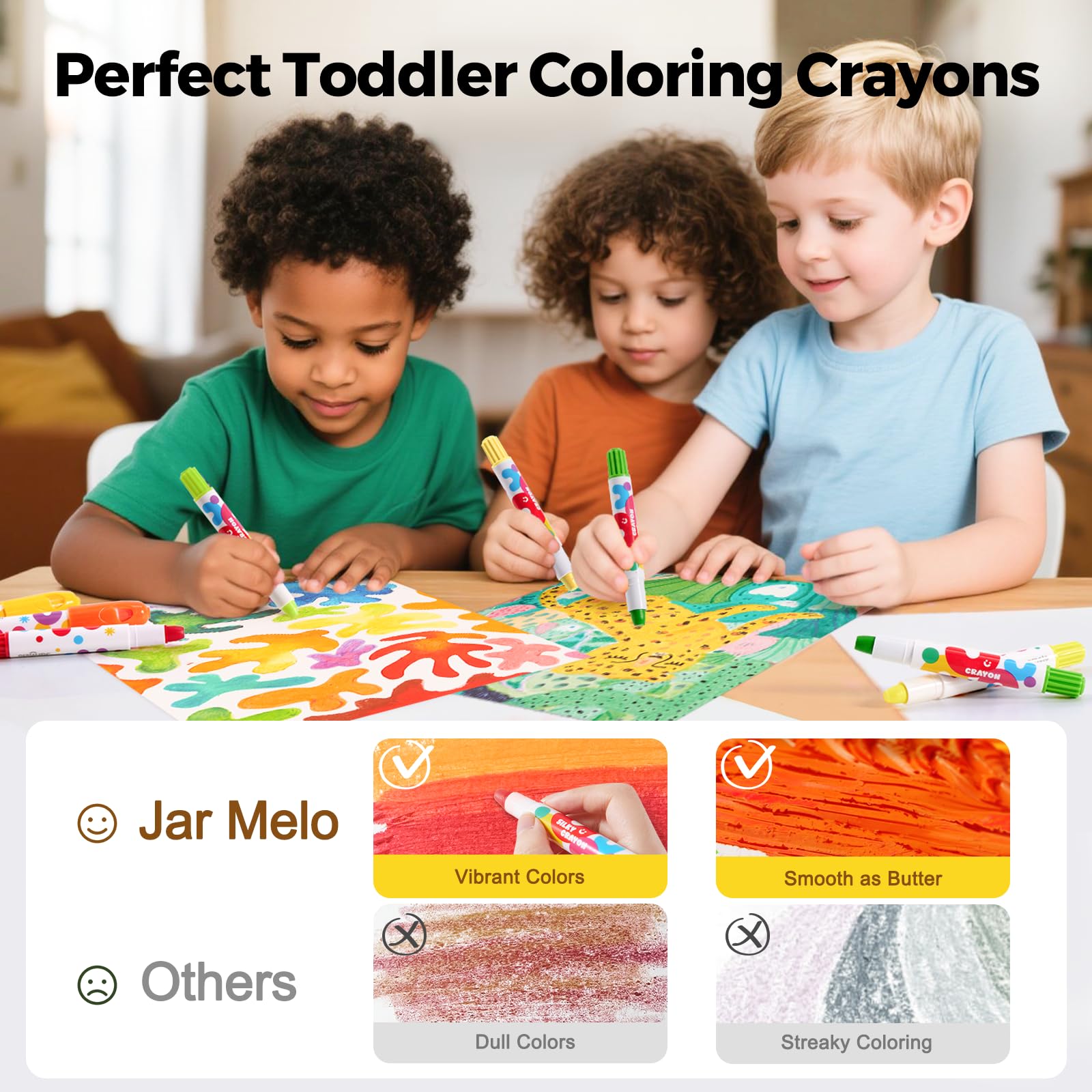 Jar Melo TwistJoy Jumbo Crayons for Kids 6 Colors Non Toxic Chunky Crayon for Toddlers Easy to Hold Washable & Safe Colouring Crayons - Image 4