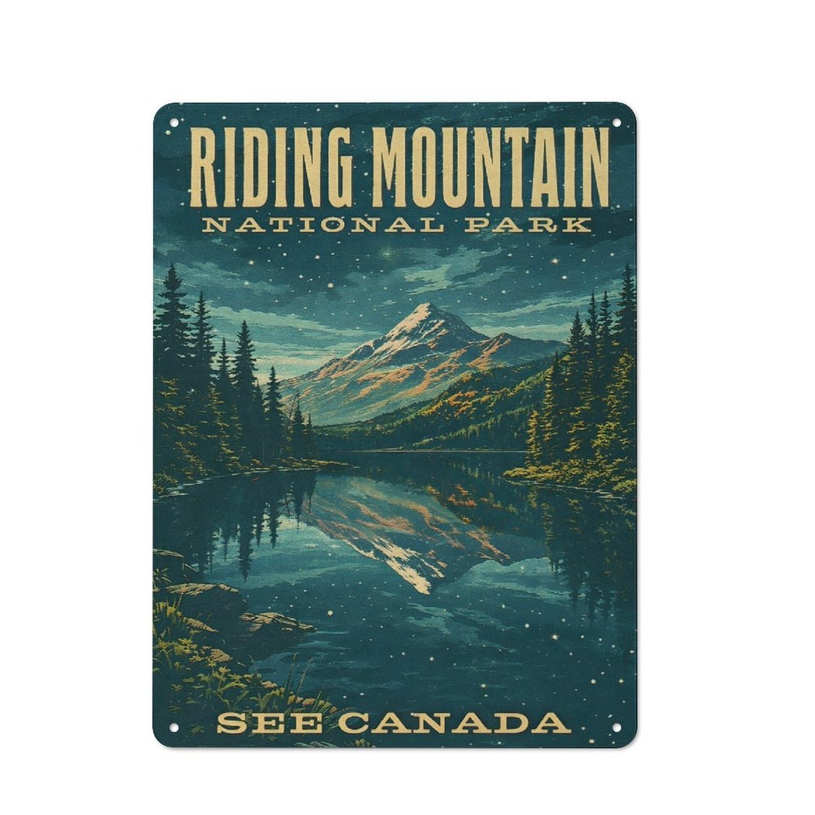 Junmoney Style-14 Understated Riding Mountain National Park Vintage Metal Wall Plaque 40X30cm, Creative Space Decor For Office, Study, Studio Or Hallway