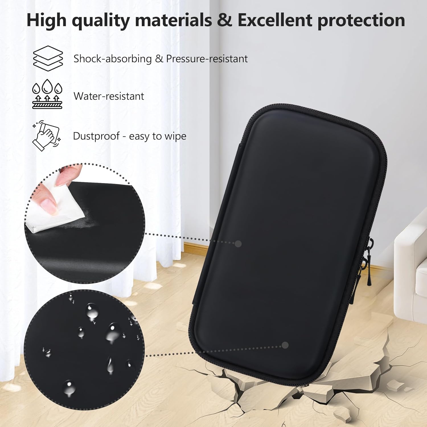 Supmay Carrying Case Compatible with KAVOYI/Beico/TEBIYOU 32 Bit Handheld Games for Kids, Portable Arcade Gaming Player Storage Holder Travel Bag with Mesh Pocket for Battery, USB Cable, Black - Image 5