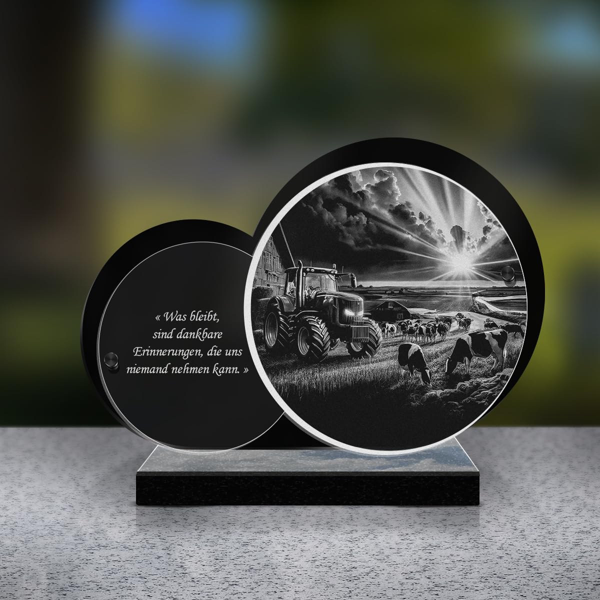 ETERNEL - Themen-Gedenktafel mit personalisiertem Text - Kreis - Bauernhof