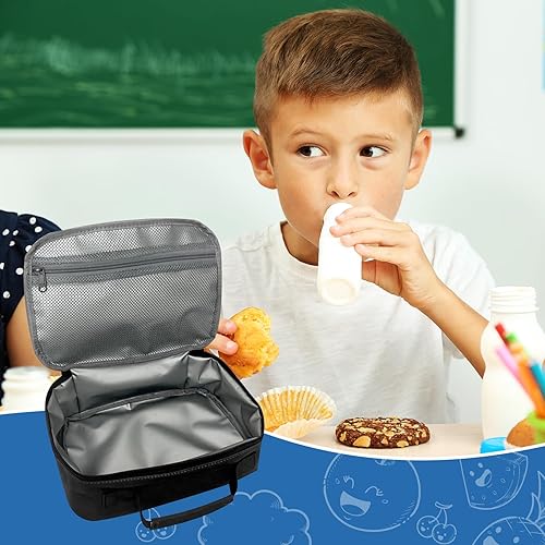 Miniatura 6 de Kids Lunch Box for Boys Girls Insulated Lunch Bag Reusable Cooler Lunch Box for Toddler Child School Daycare Picnic (Soccer Ball Black)