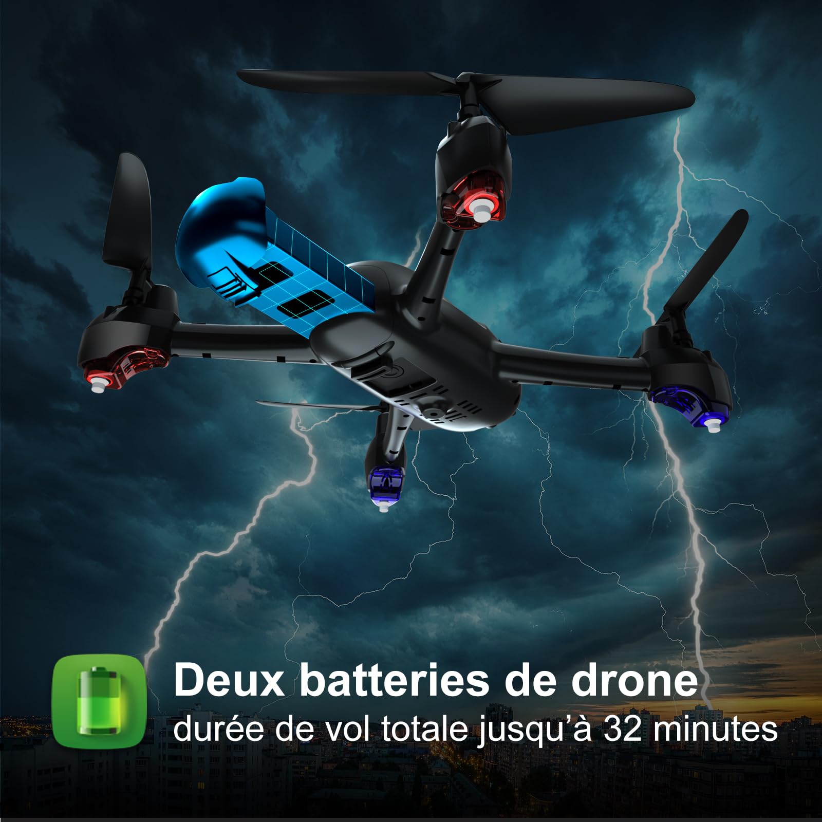 Loolinn | Drone GPS Retour Automatique - Drones Quadricoptère RC avec Caméra Full HD 1080p, Deux Batteries, 32 Minutes de Vol (Cadeau pour les Enfants de plus de 12 Ans)