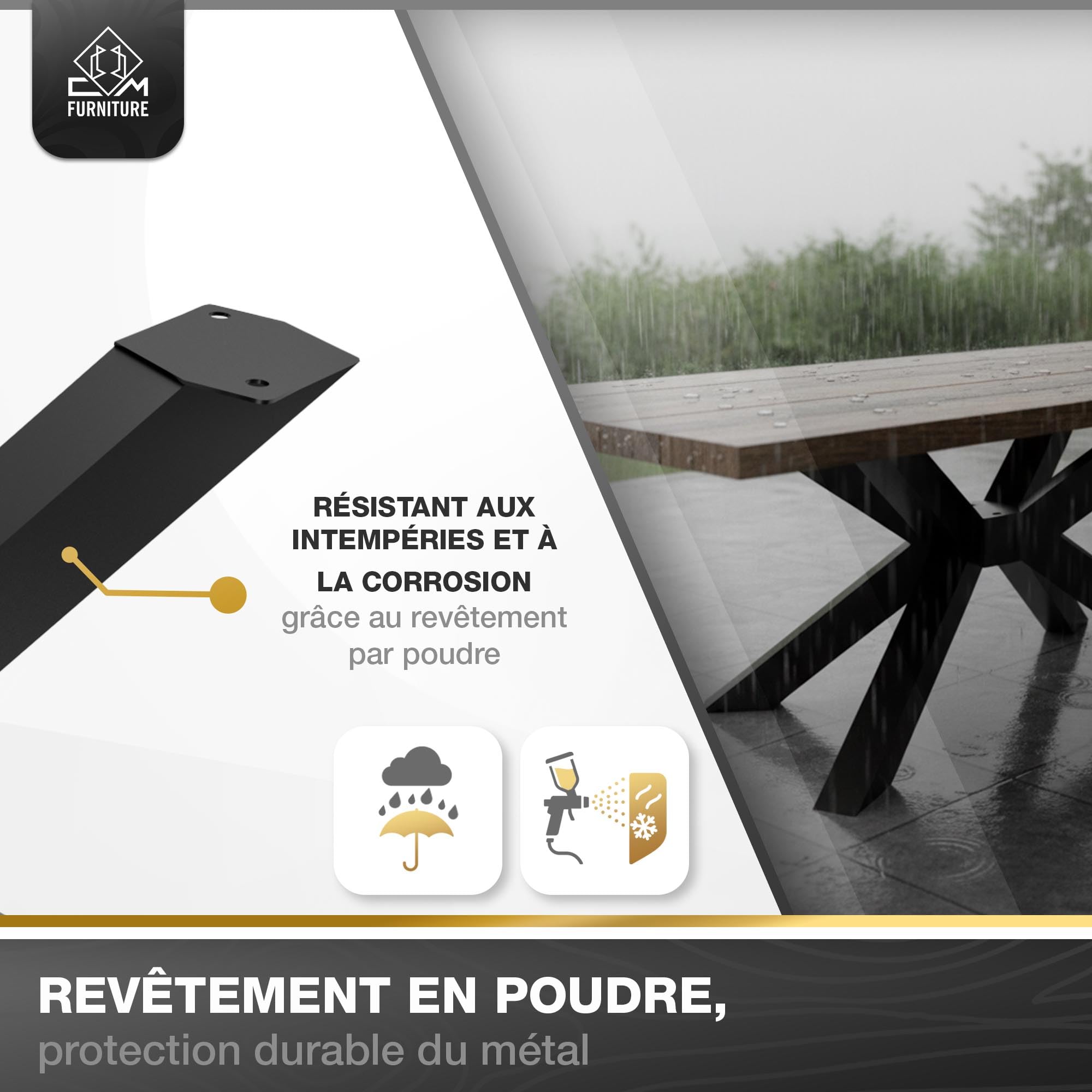 Pied de Table Basse Metal Spider Mikado Style Noir
