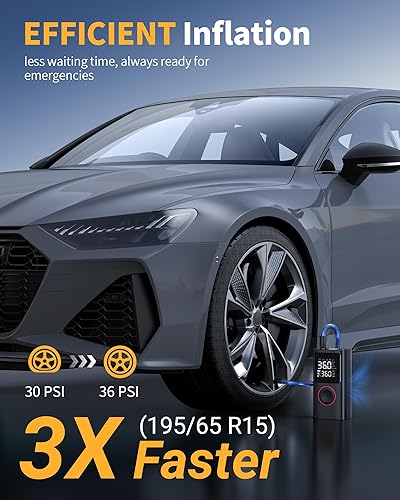 Miniatura 2 de Inflador de neumáticos, compresor de aire portátil, bomba de neumáticos inalámbrica de 150 PSI, bomba de aire para automóvil, motocicleta,
