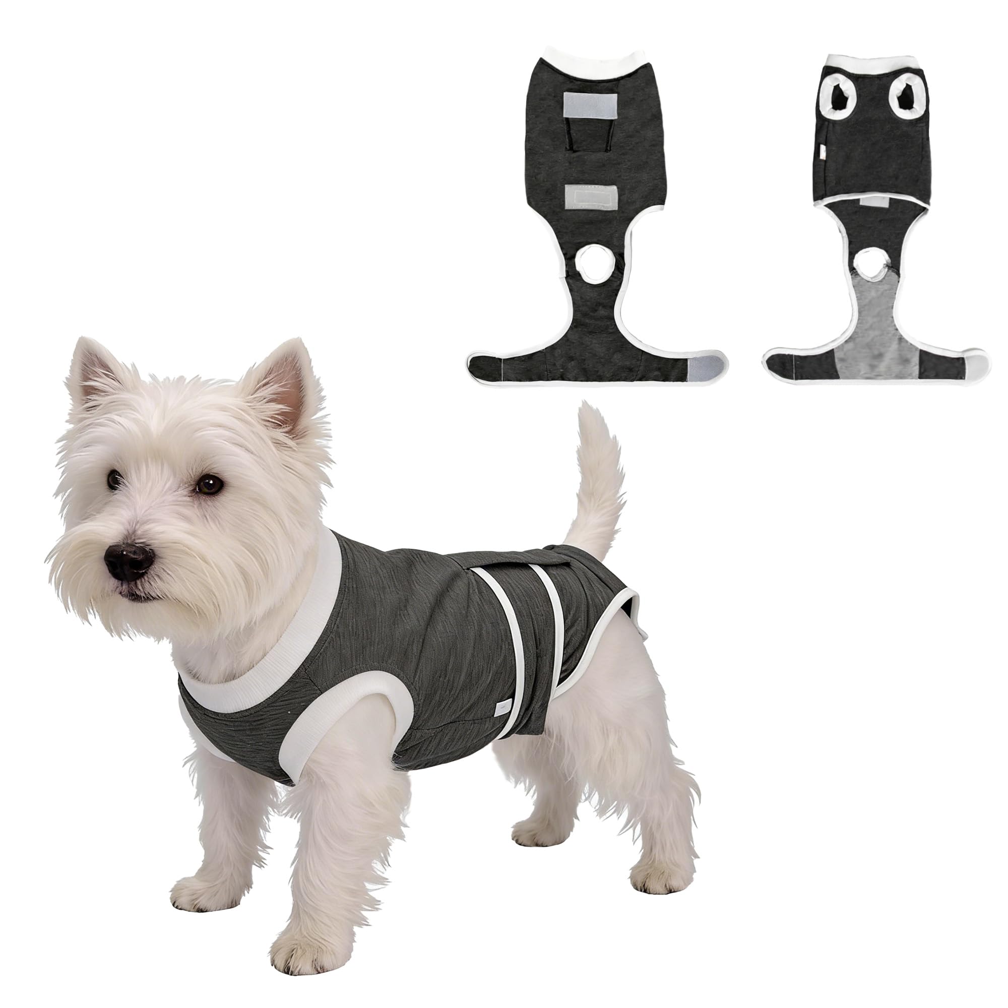 PawSailor Dog Surgery Recovery Suit Soft Dog Recovery Body Suit After Surgery Post-Op Dogs Onesie for Female Spay & Male Neuter, Puppy Post Vest E-Collar Cone Alternative, Prevent Licking, Grey XL