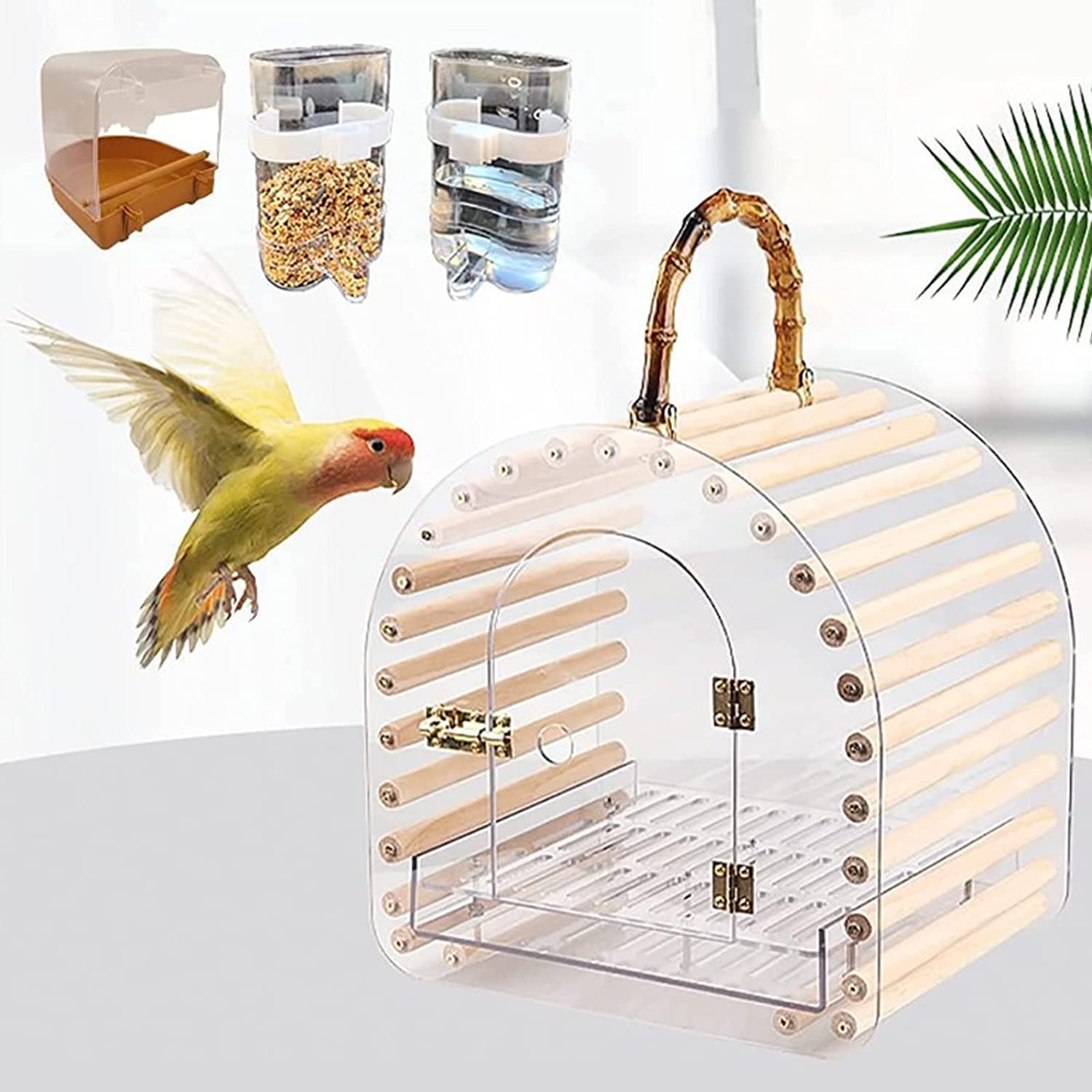 Jaula para pájaros, Jaula para pájaros, jaulas para pájaros, transportines Sencillos y duraderos, Jaula portátil Transparente, Estuche de Transporte para Mascotas pequeñas, Creativo