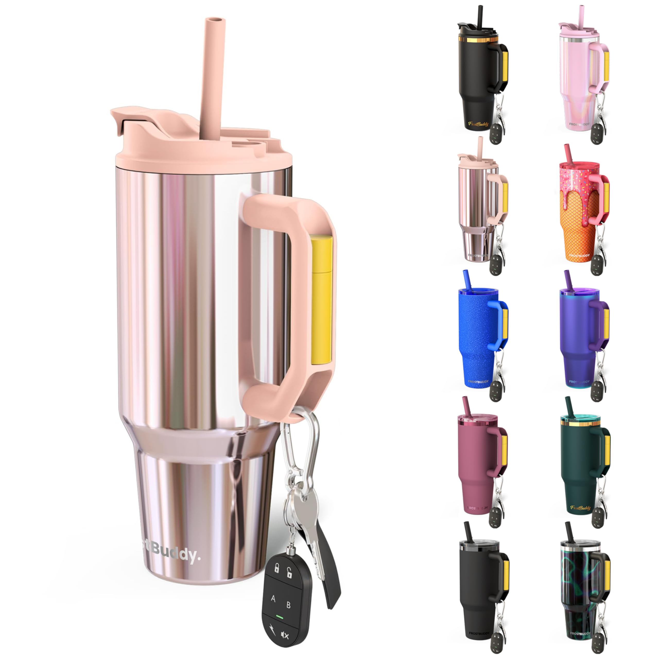 Frost Buddy Thicc - 40 oz Stainless Steel Vacuum Insulated Tumbler with Lid and Straw for Water - Travel Mug Cupholder Friendly - Gifts for Women Men Him Her