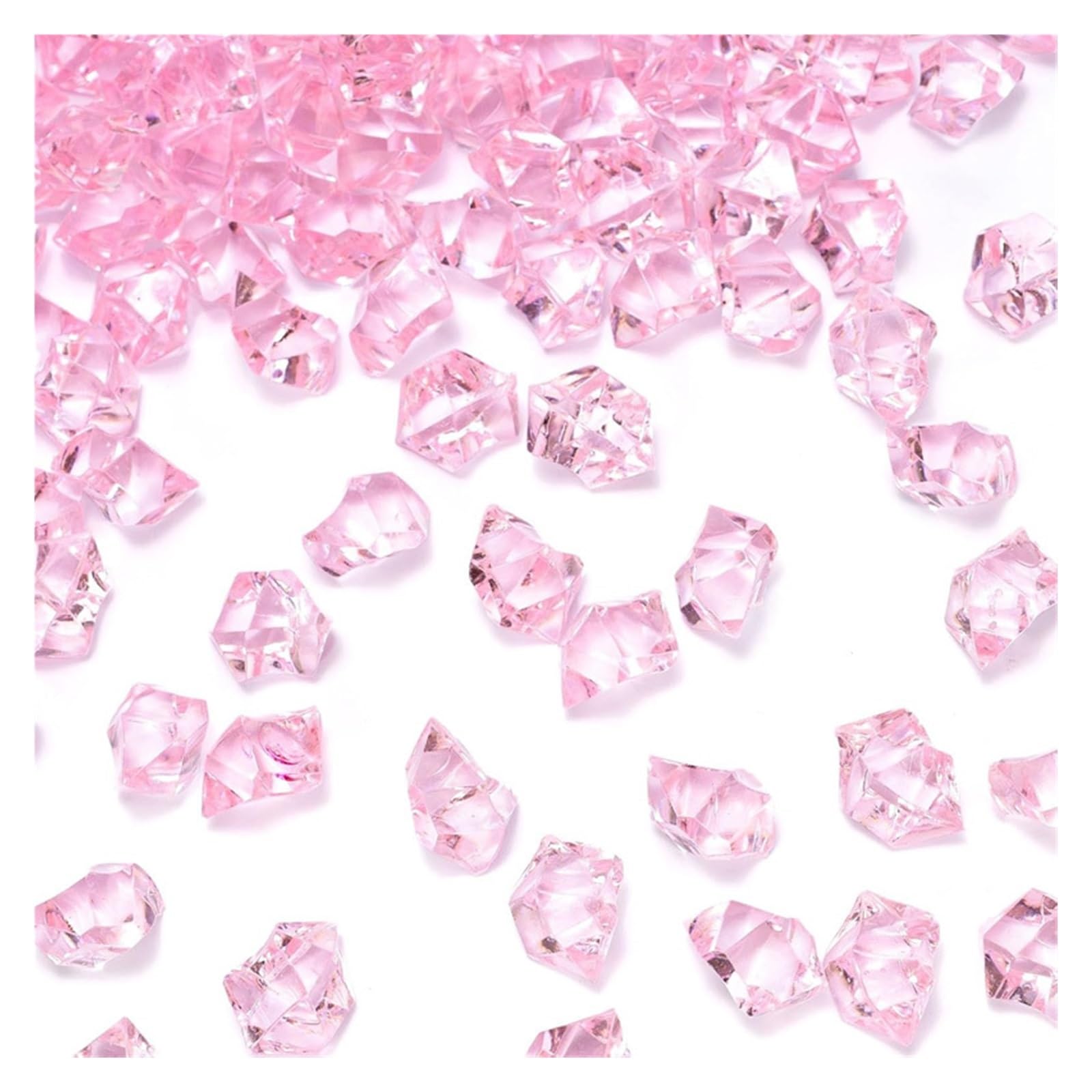 ITRHJTGP Fake Ice Rocks Crushed Diamond Gem Crystals Stones Plastic Fake Ice Rocks Cube Irregular for Vases Fillers(Pink)