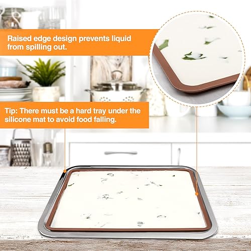 Miniatura 6 de 4 alfombrillas deshidratadoras de silicona y 6 hojas de deshidratador de malla, revestimiento antiadherente reutilizable con borde, compatible con