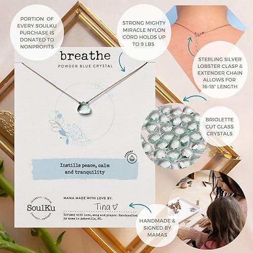 Miniatura 3 de SoulKu Soul Shine Handmade Necklace, Empowering Jewelry With Healing Crystal, Inspirational Jewelry For Women, Mom & Sister, 2"" Extender With