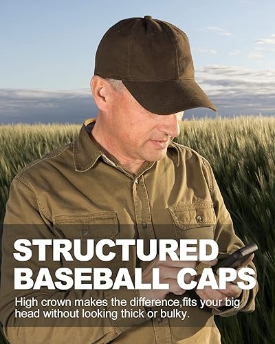 Miniatura 5 de Zylioo Gorra de béisbol XXL de corona alta, gorras de papá estructuradas de gran tamaño para cabezas grandes, gorras atléticas ajustables