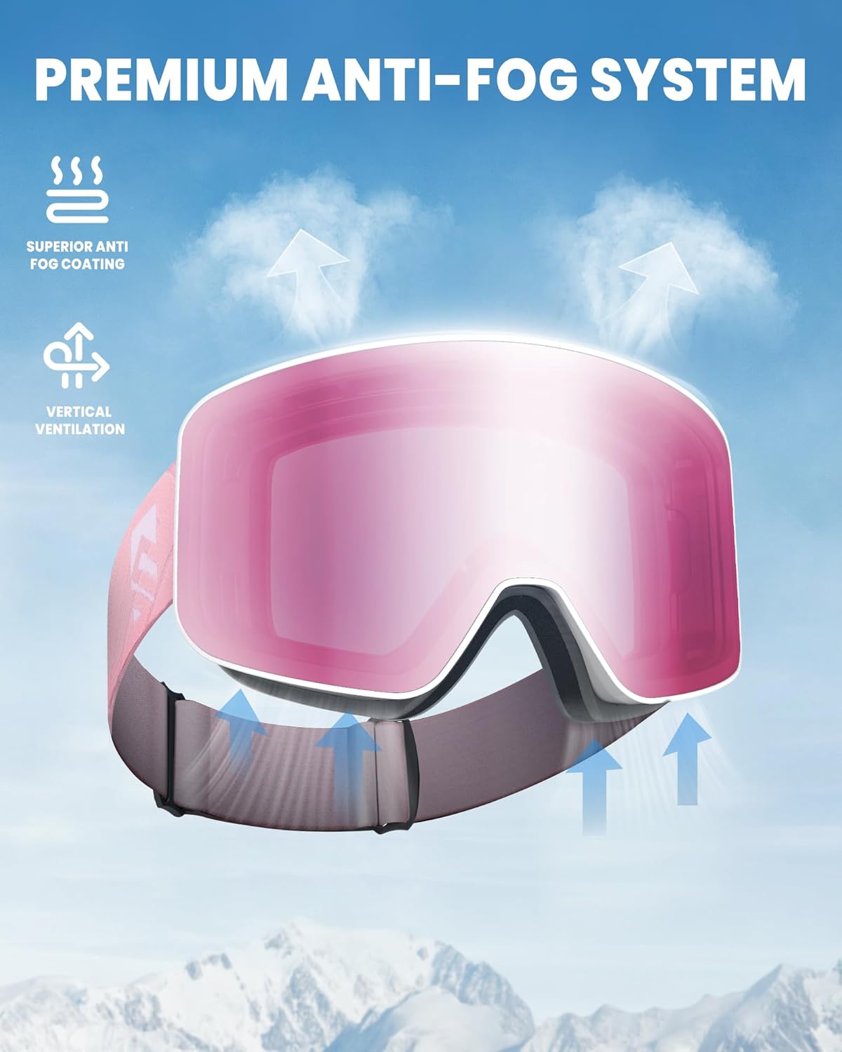 SNOWER Ski Goggles, OTG Anti Fog Snowboard Goggles, HD Snow Goggles UV400 Protection for Men Women Youth - Image 3