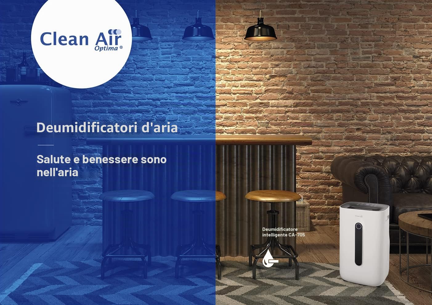 Clean Air Optima - Deumidificatore e purificatore d'aria CA-705 Smart - 50 m² / 125 m³ / 540 ft²