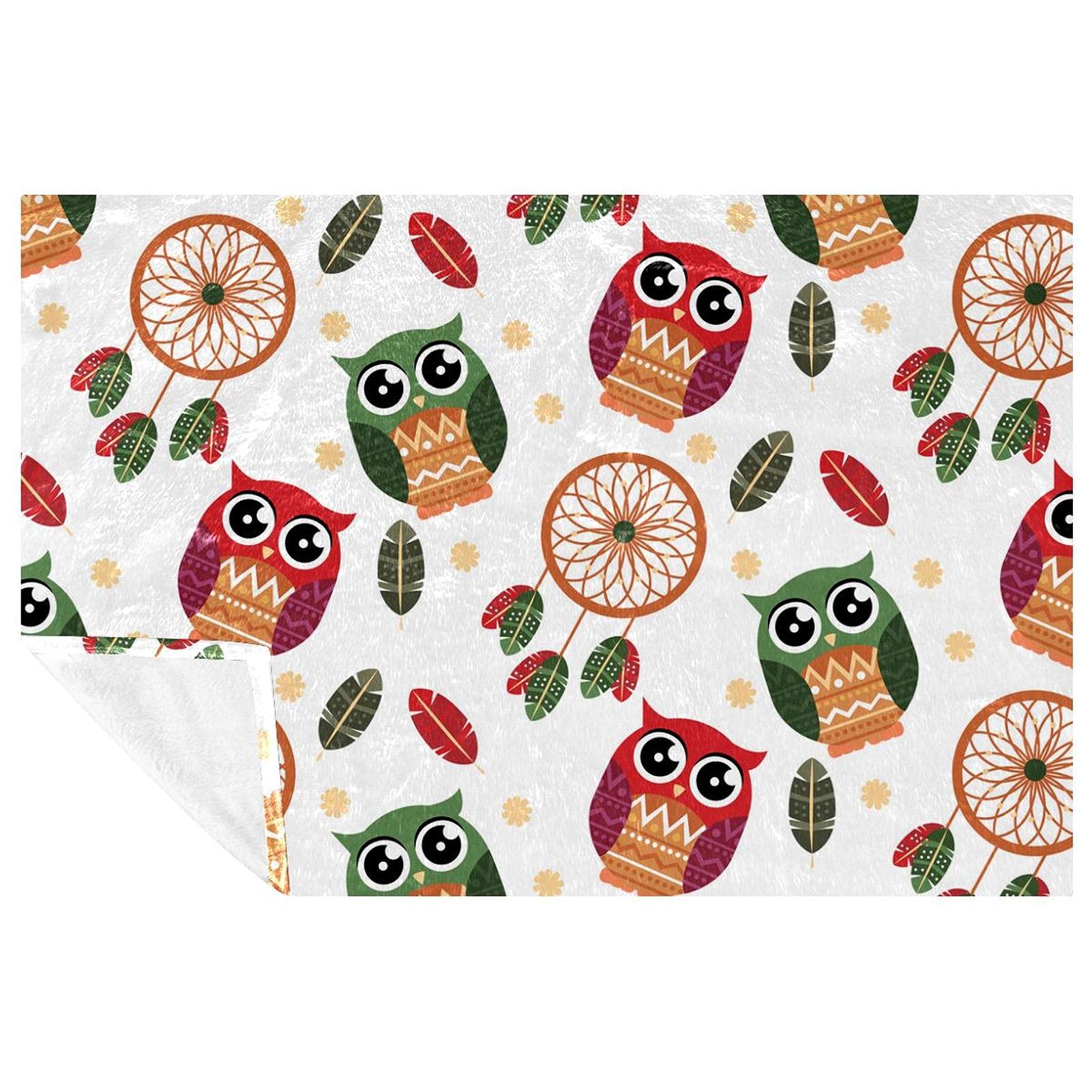 Couverture chaude imprimé hiboux : un plaid haut de gamme au toucher peluche 150x100 cm
